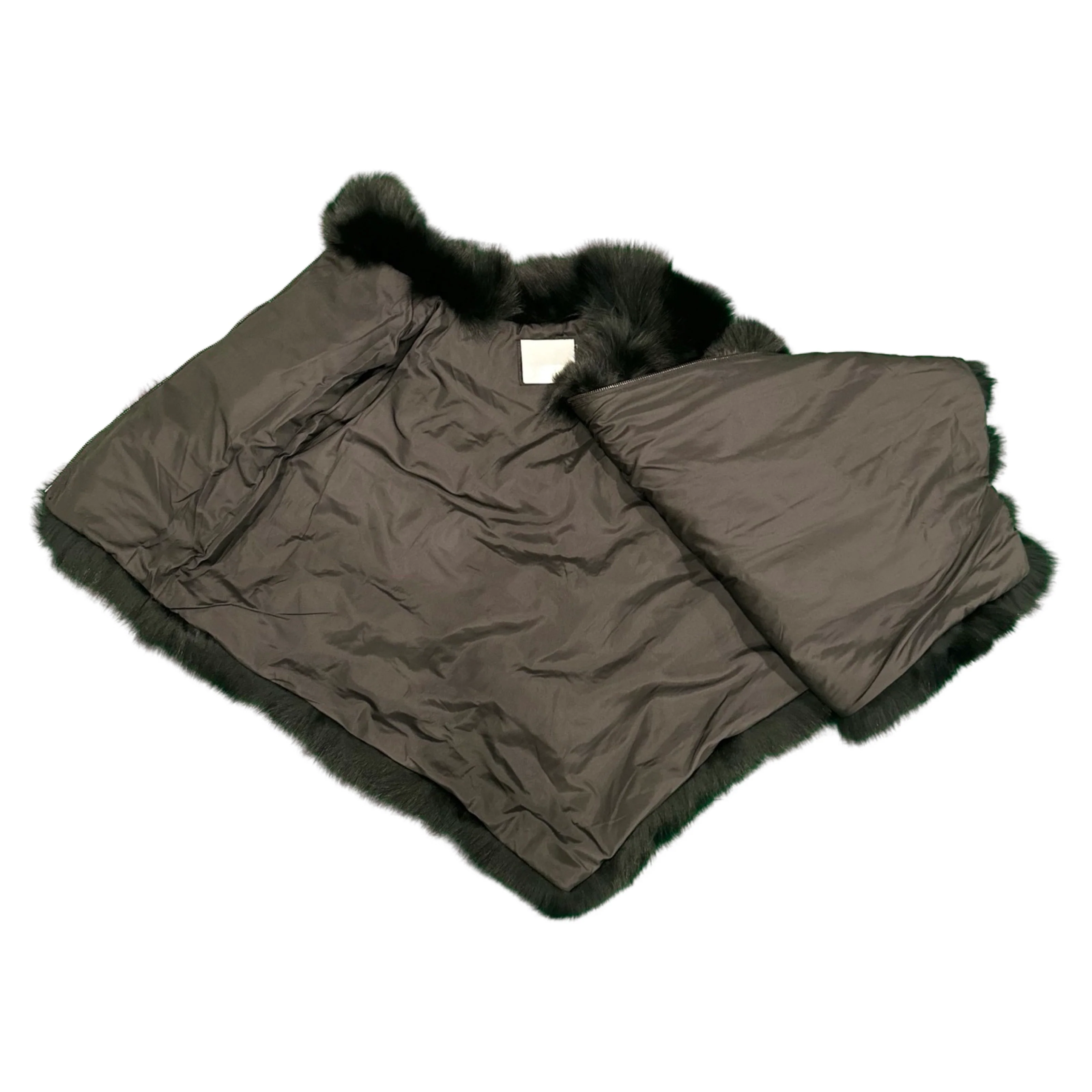 Kashani Women's Black Chevron Fox Fur Poncho - Image 3