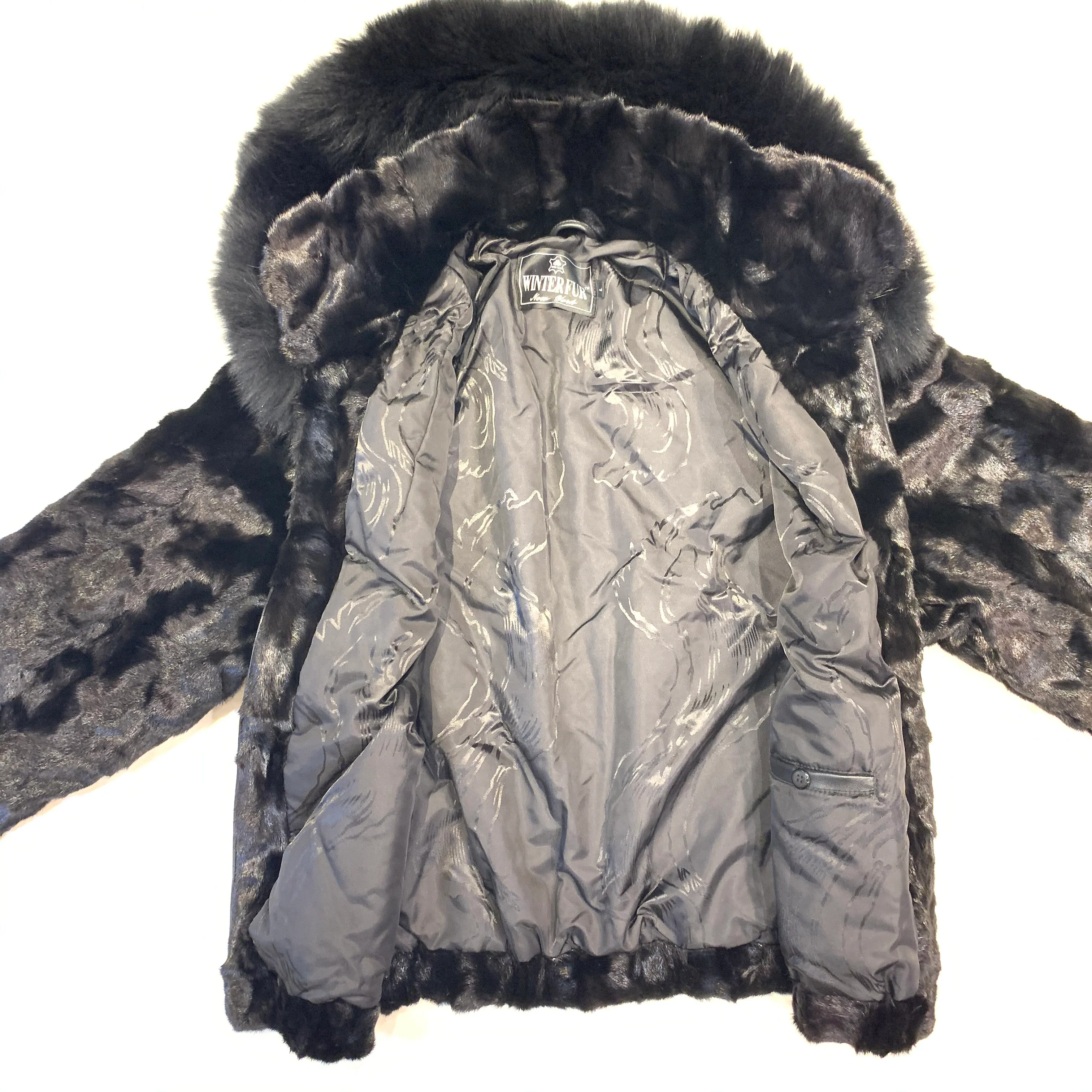 Kashani Women's Black  Mink Hooded Bomber Jacket - Image 4