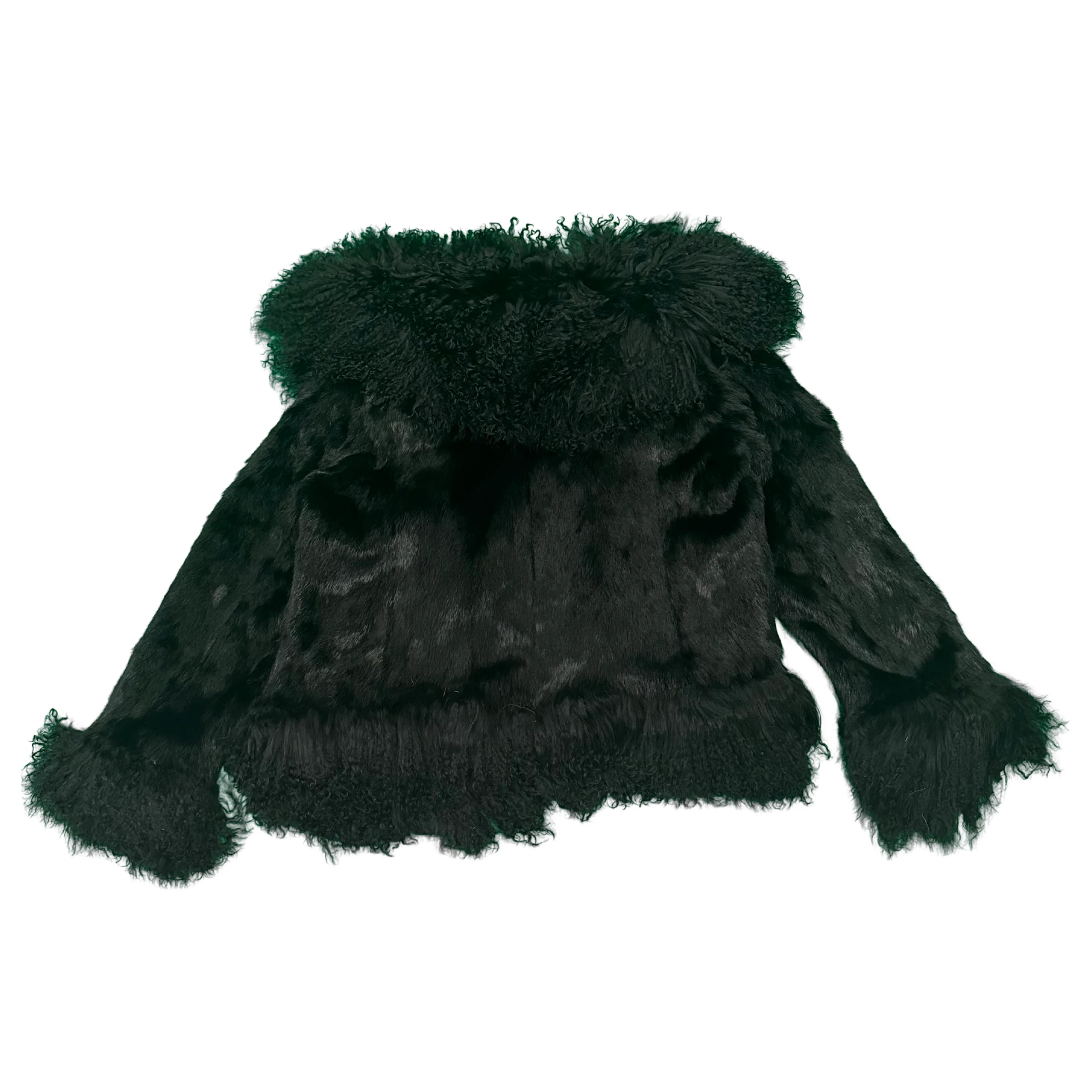 Kashani Women's Black Rabbit / Mongolian Lamb Fur Jacket - Image 4