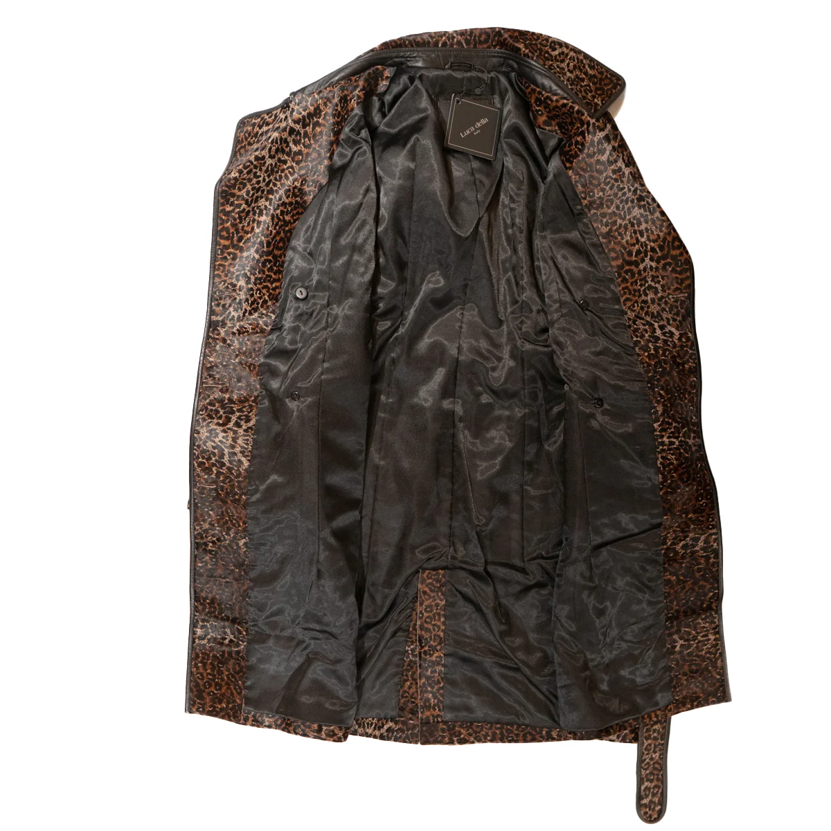 Kashani Women's Camel Leopard Cavalino Pony Hair Trench Coat - Image 4