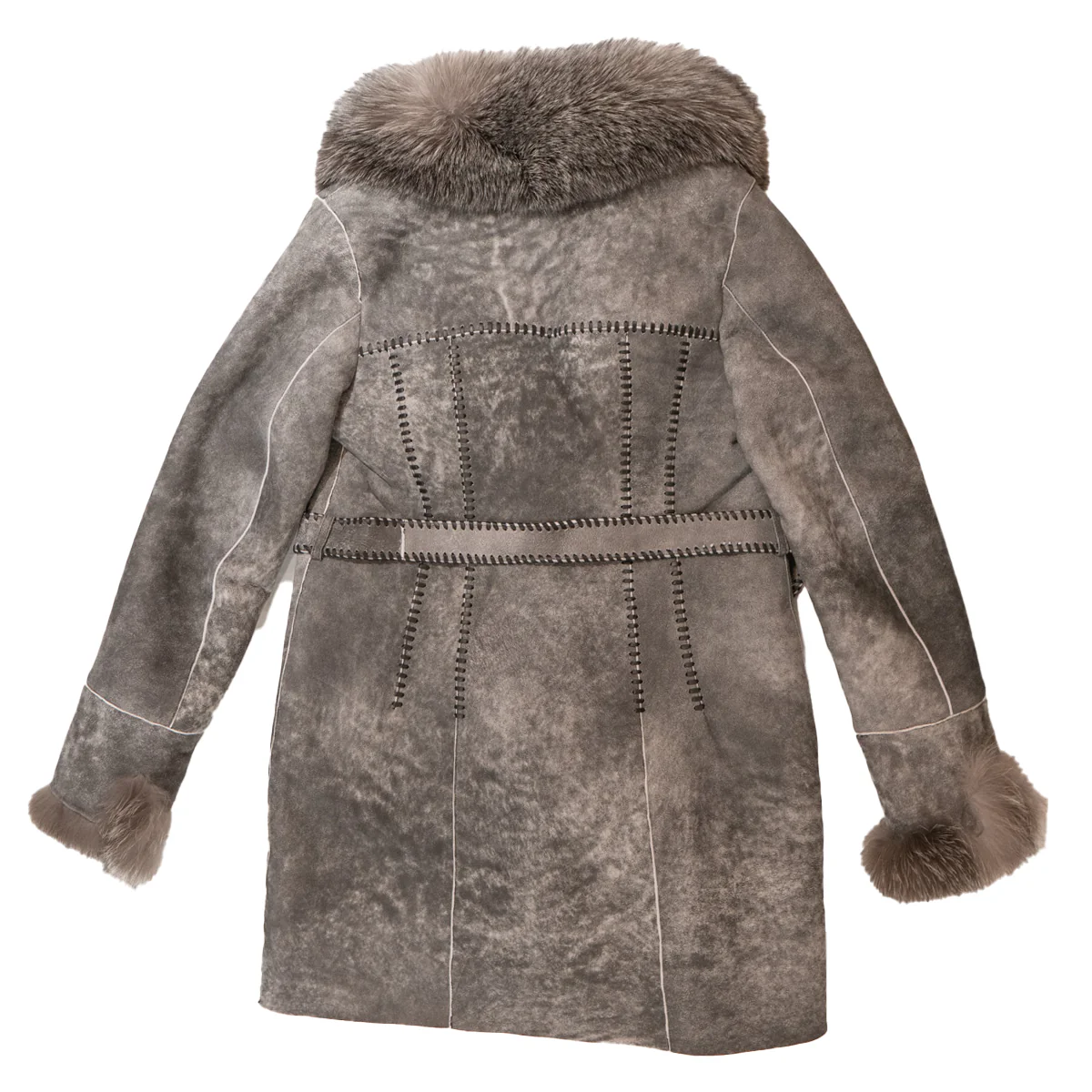 Kashani Women's Distressed Grey Silver Fox Fur Shearling - Image 2