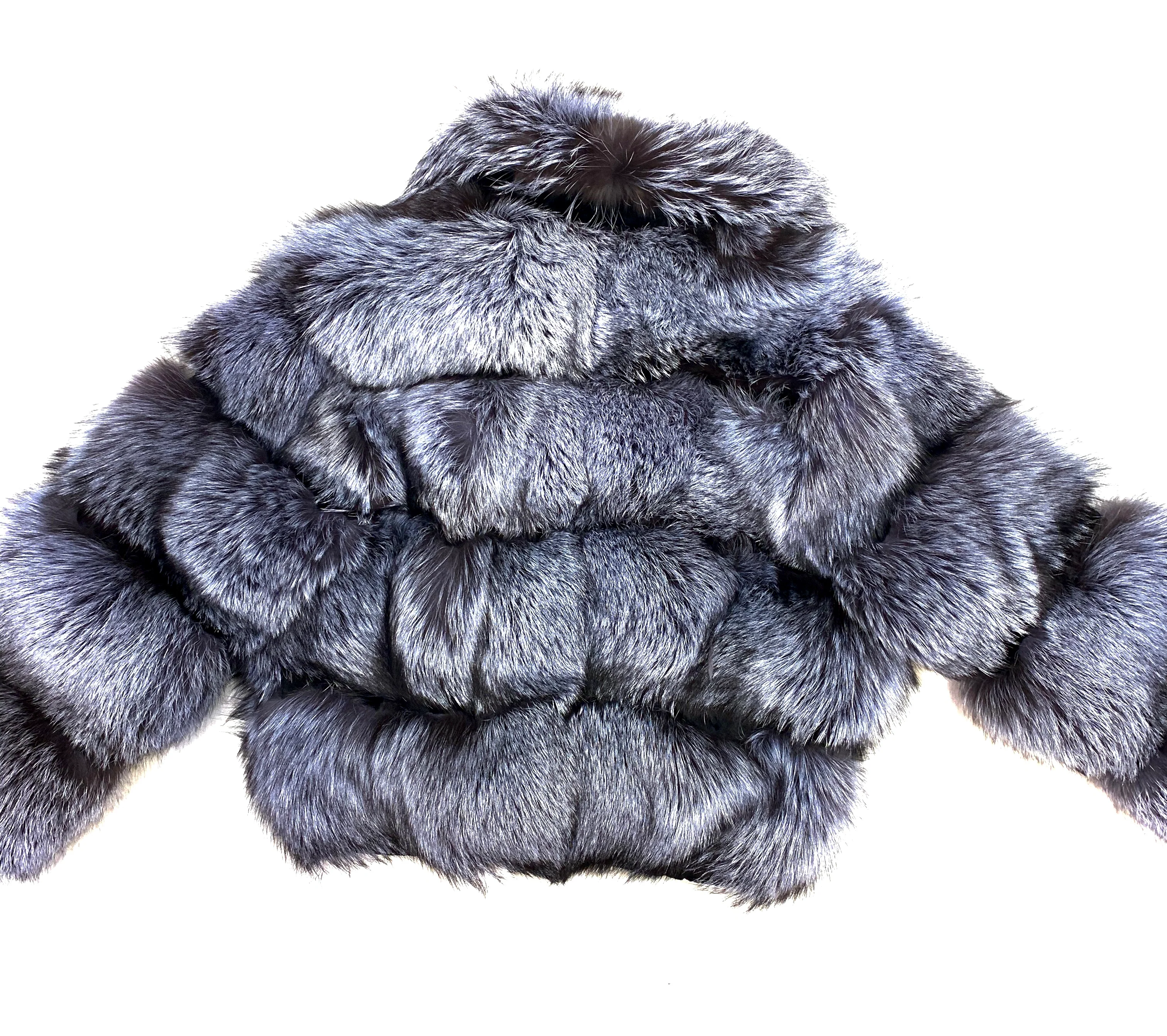 Kashani Women's Grey Spliced Fox Fur Coat - Image 5