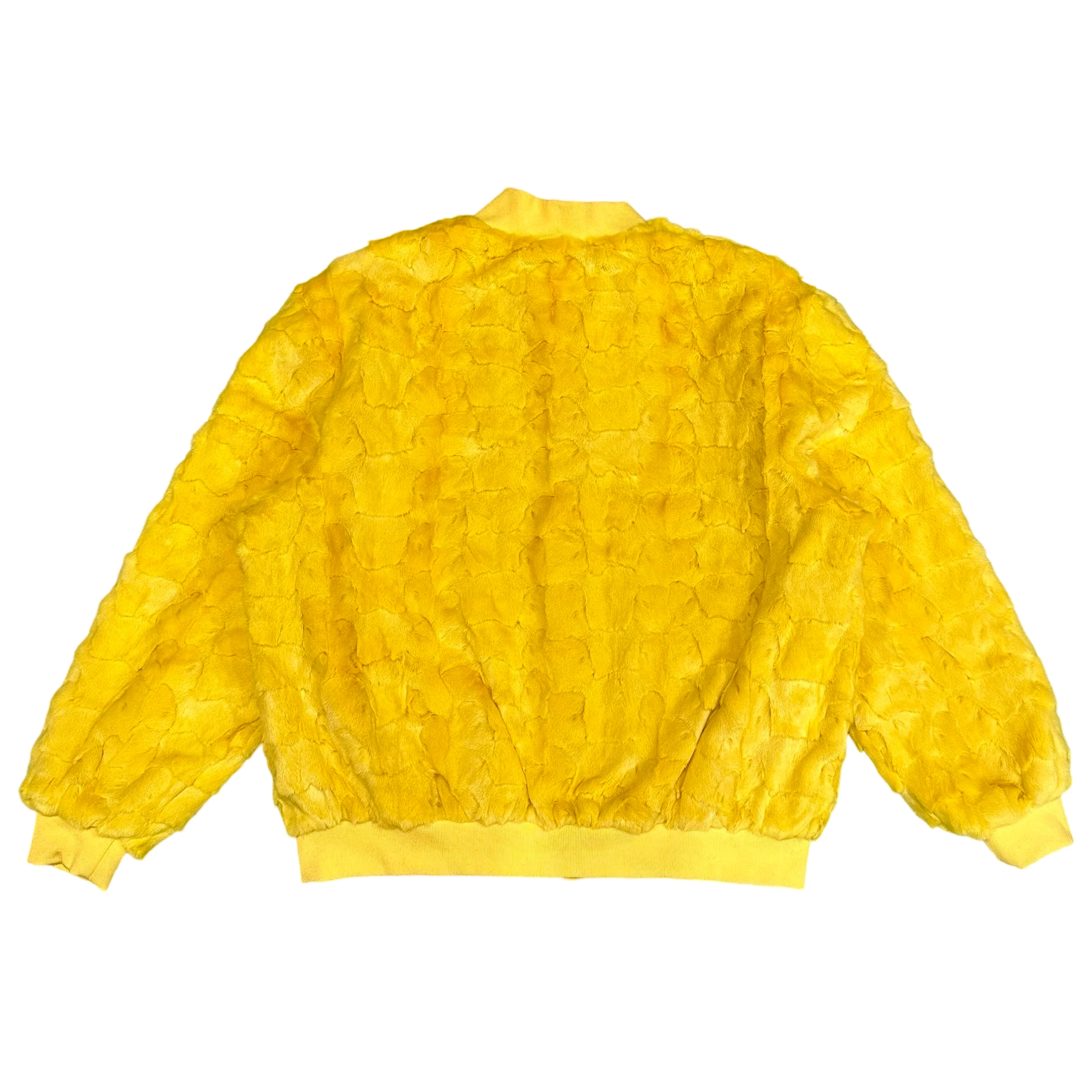 Kashani Yellow Diamond Cut Mink Fur Bomber Jacket - Image 4