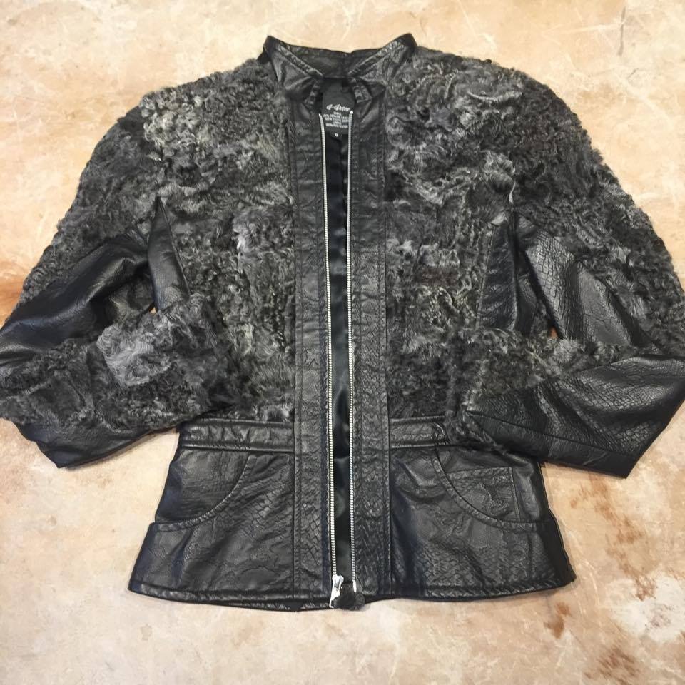 Kashani Ladies Persian Lamb Shearling Python Embossed Jacket - Image 5