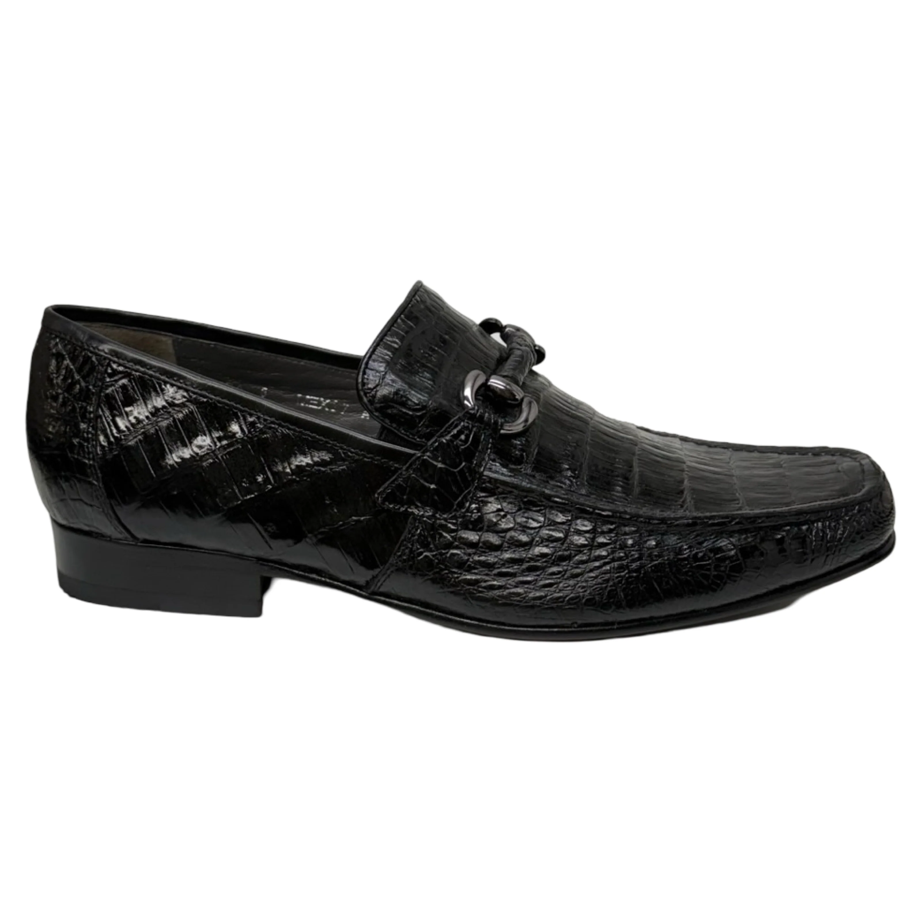 Los Altos Black All-Over Crocodile Belly Loafers - Image 3