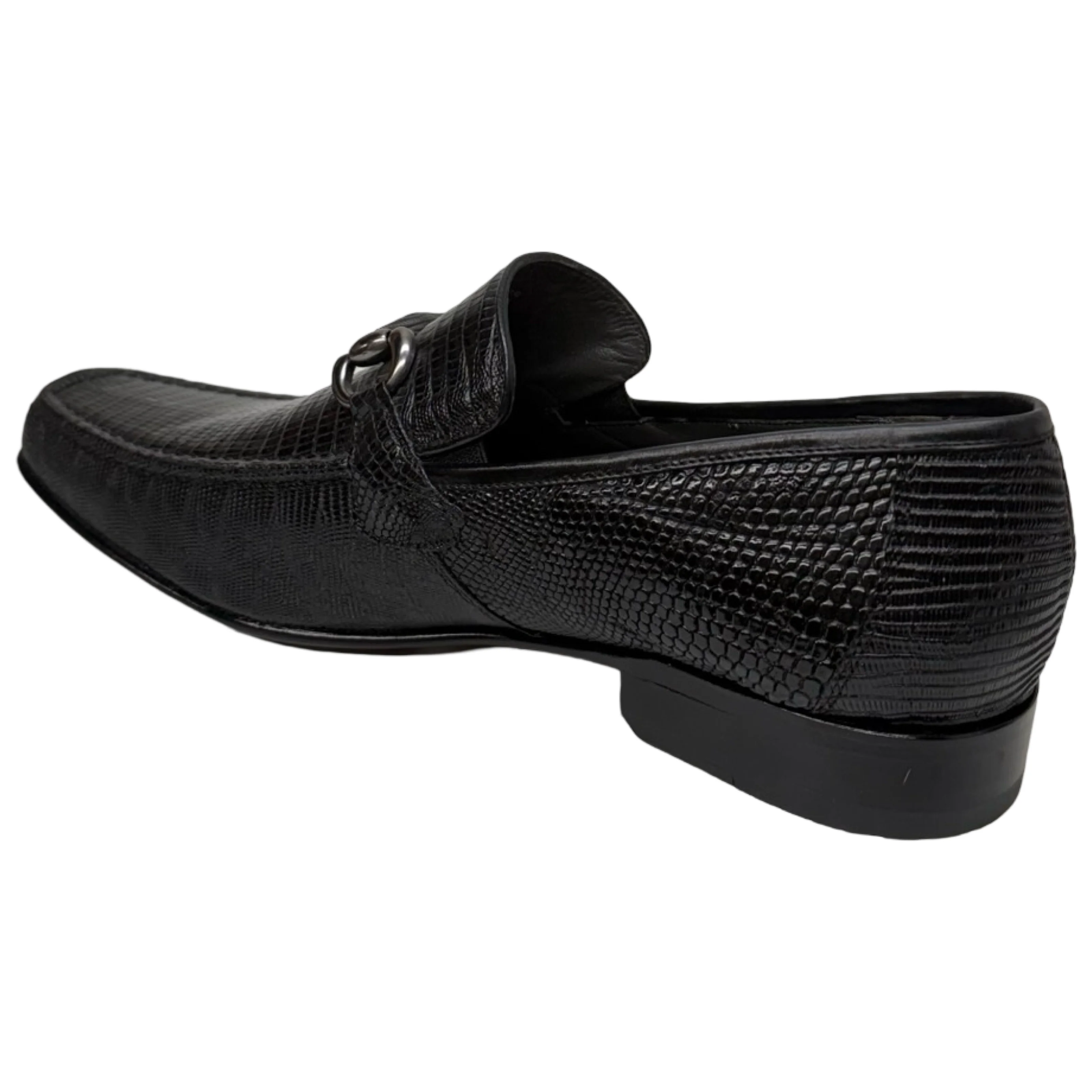 Los Altos Black All Over Lizard Bit Dress Loafers - Image 3
