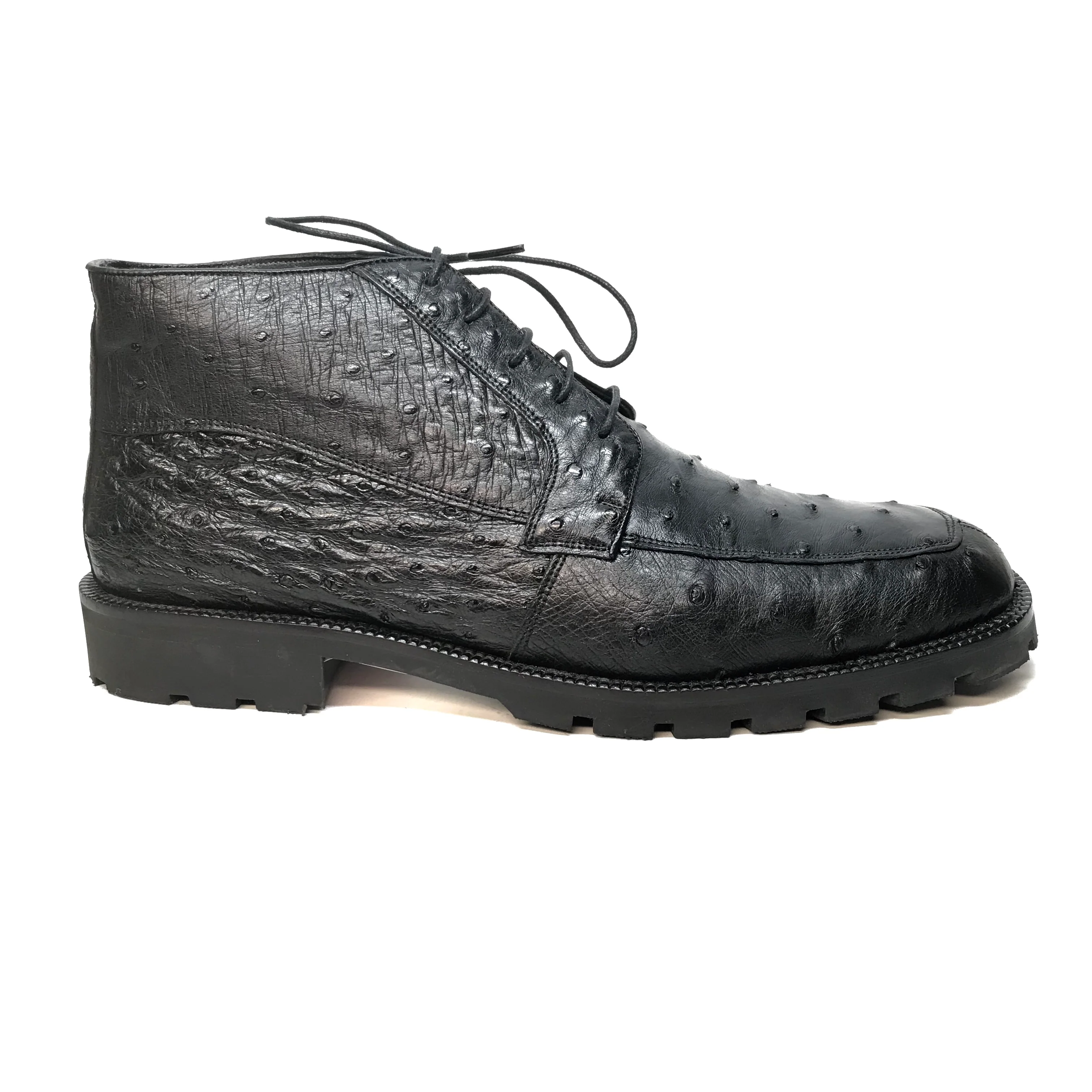 Los Altos Black Ostrich Quill Ankle Boots - Image 2