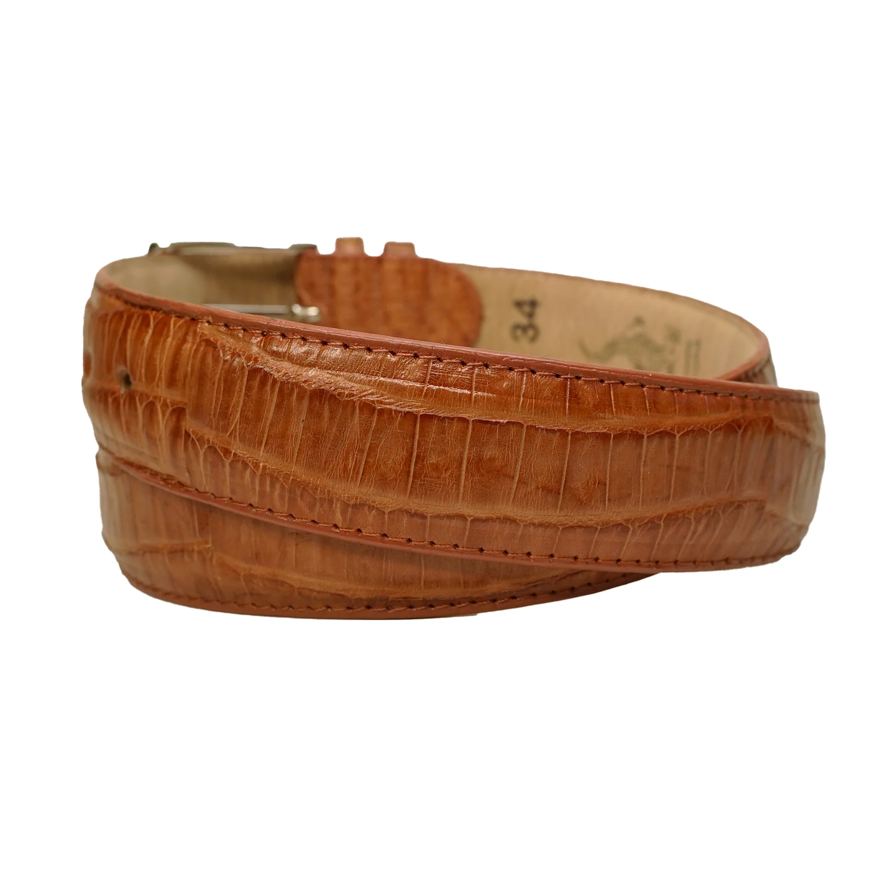Los Altos Cognac Caiman Crocodile Belt - Image 3