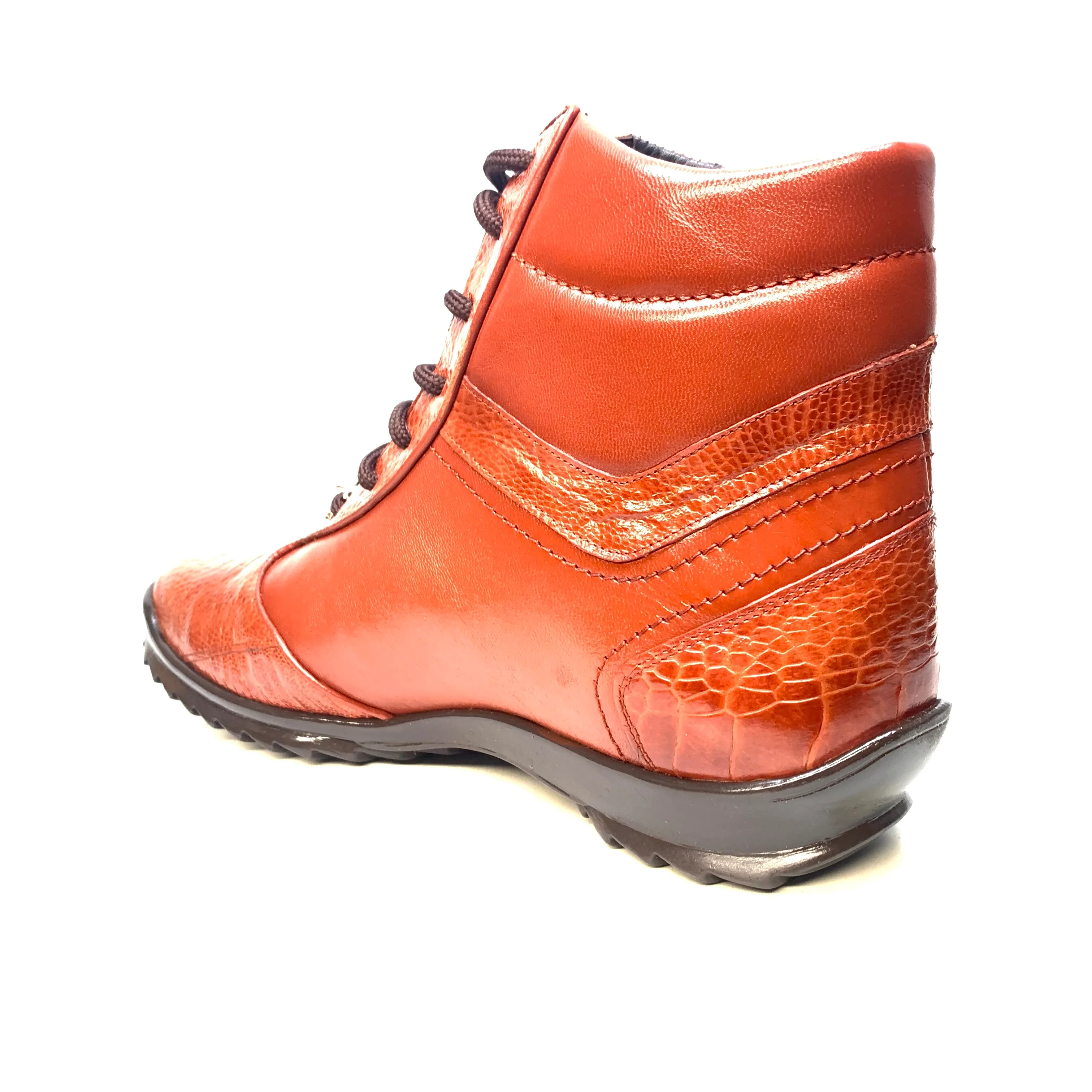 Los Altos Cognac Ostrich Leg High-top Sneakers - Image 3