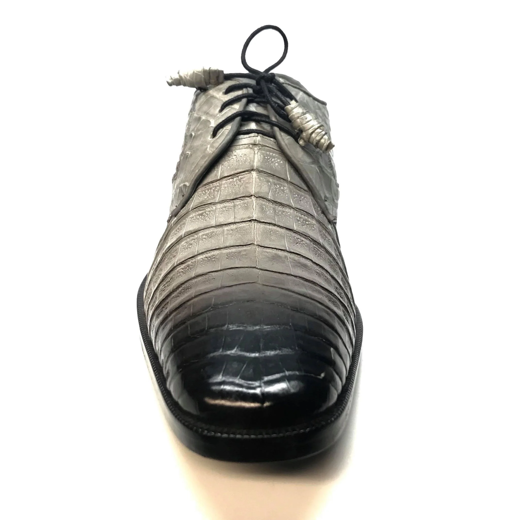 Los Altos Gray All-Over Crocodile Lace Up Dress Shoes - Image 4