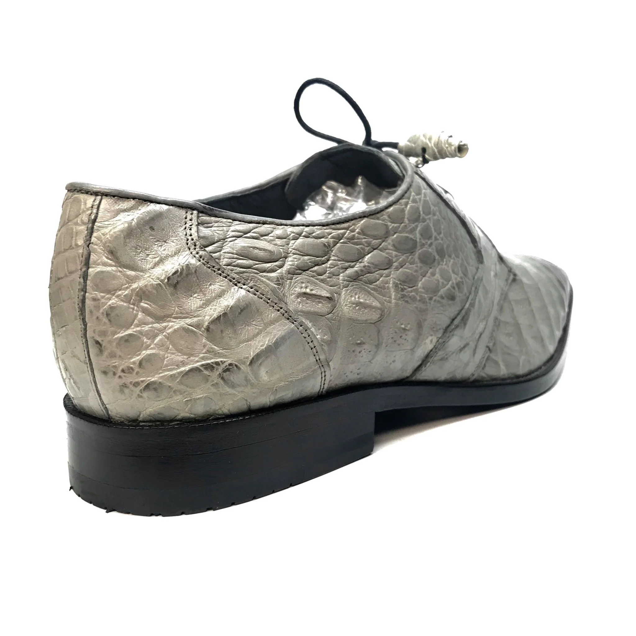 Los Altos Gray All-Over Crocodile Lace Up Dress Shoes - Image 6