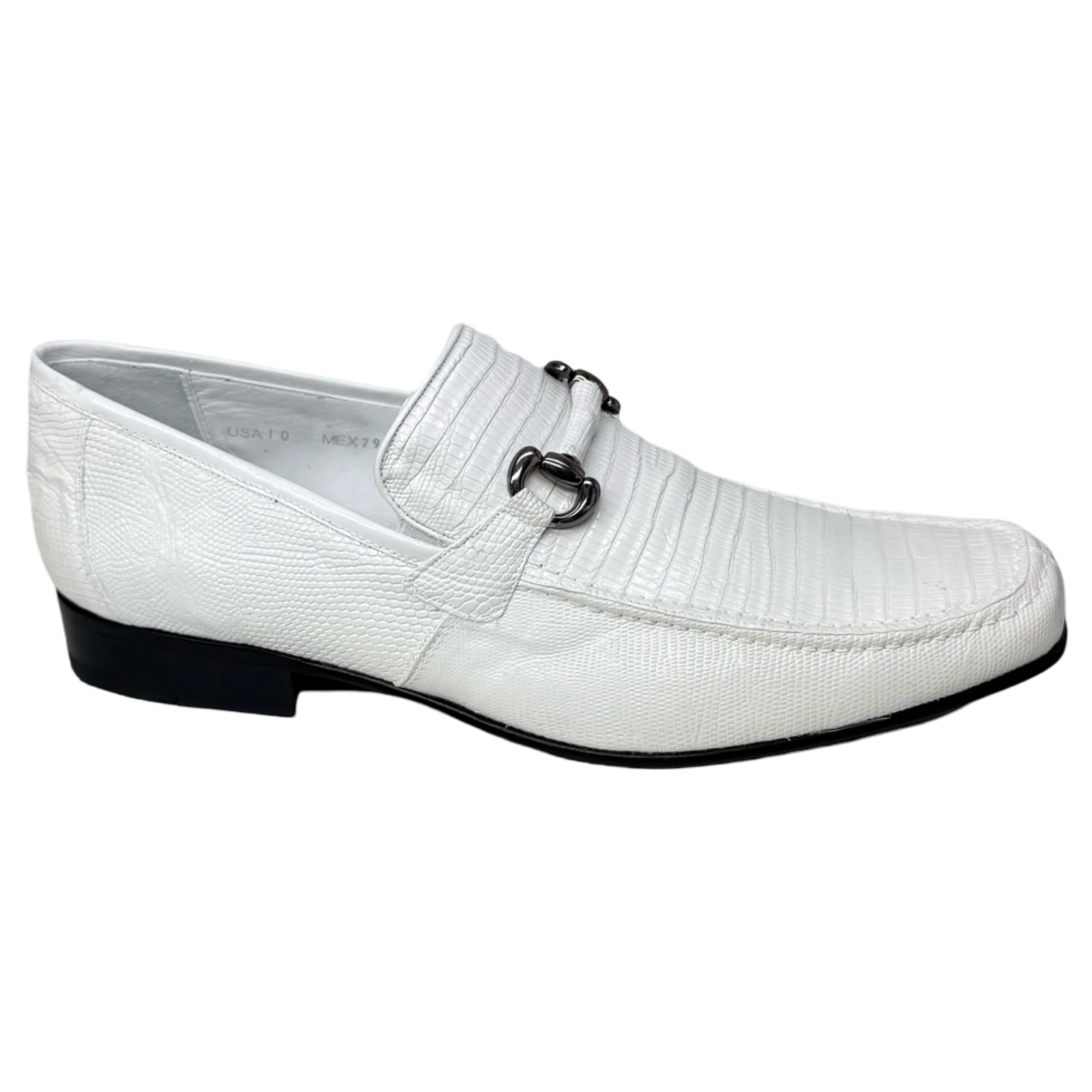 Los Altos White All Over Lizard Bit Dress Loafers - Image 3