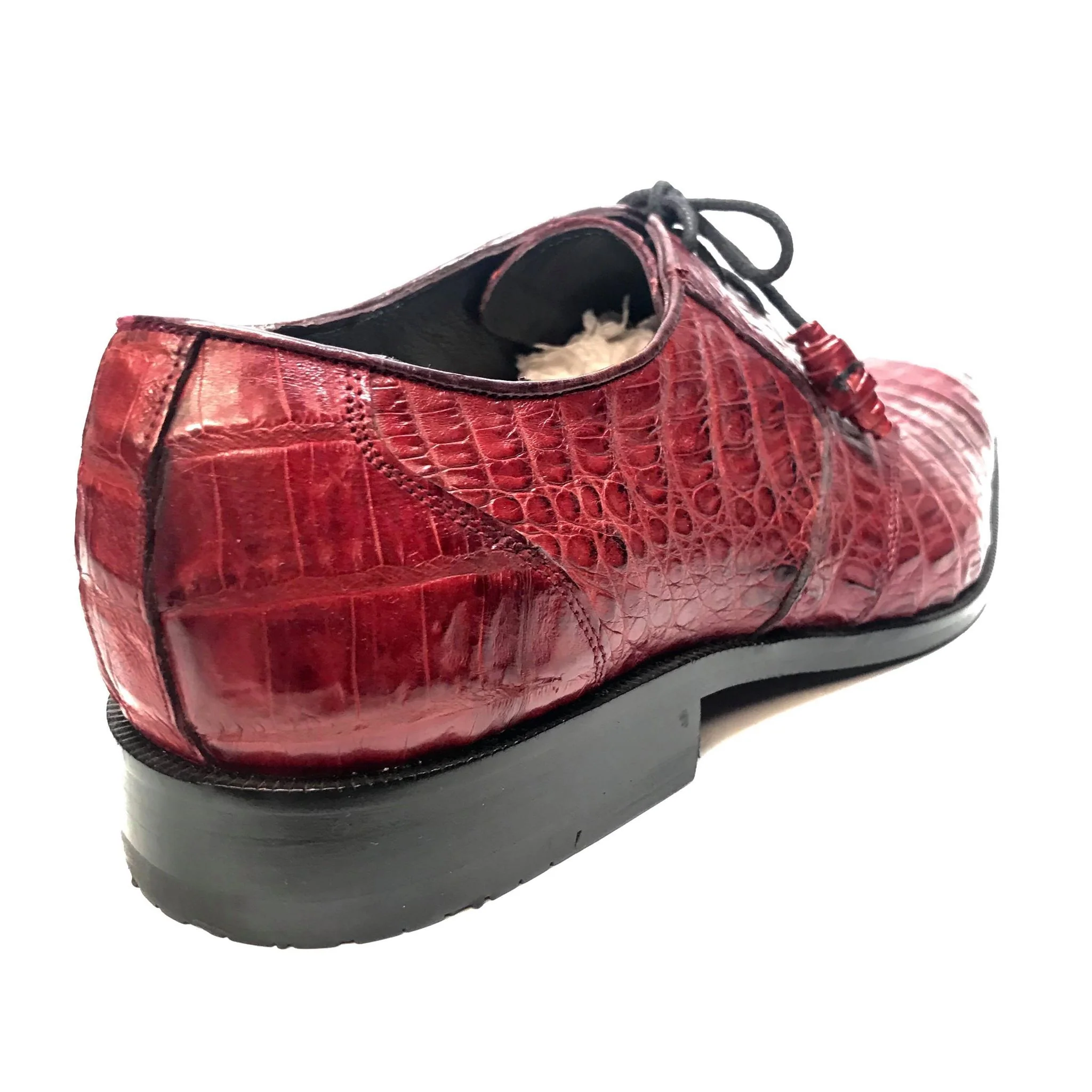Los Altos Wine Burgundy All-Over Crocodile Lace Up Dress Shoes - Image 6