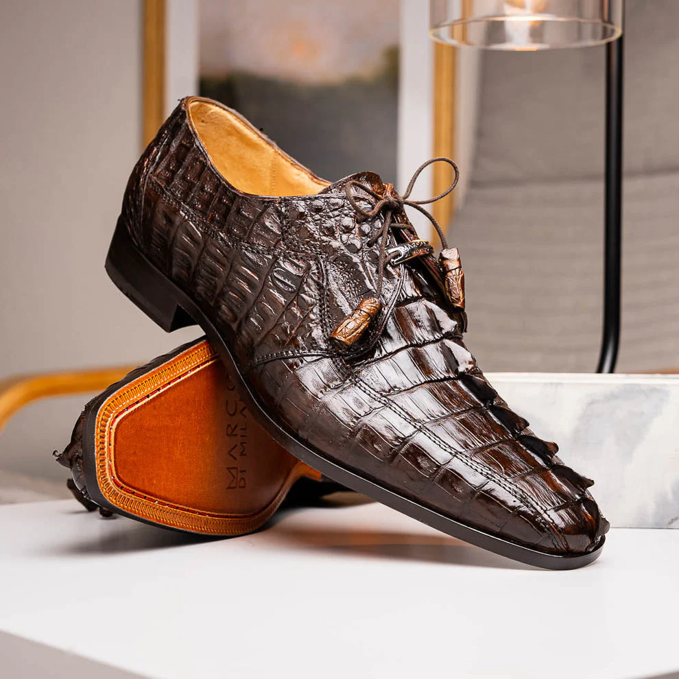 Marco Di Milano Cancun Brown Caiman Crocodile Tail Dress Shoes - Image 10