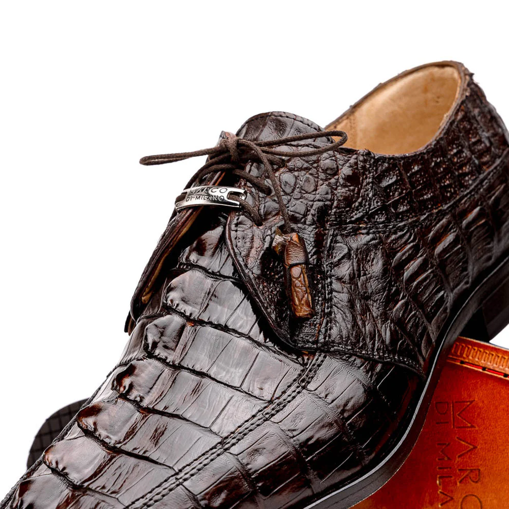 Marco Di Milano Cancun Brown Caiman Crocodile Tail Dress Shoes - Image 3