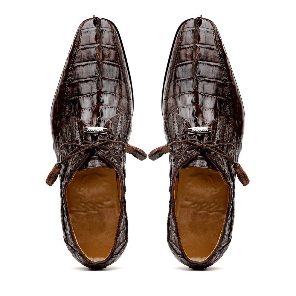 Marco Di Milano Cancun Brown Caiman Crocodile Tail Dress Shoes - Image 6