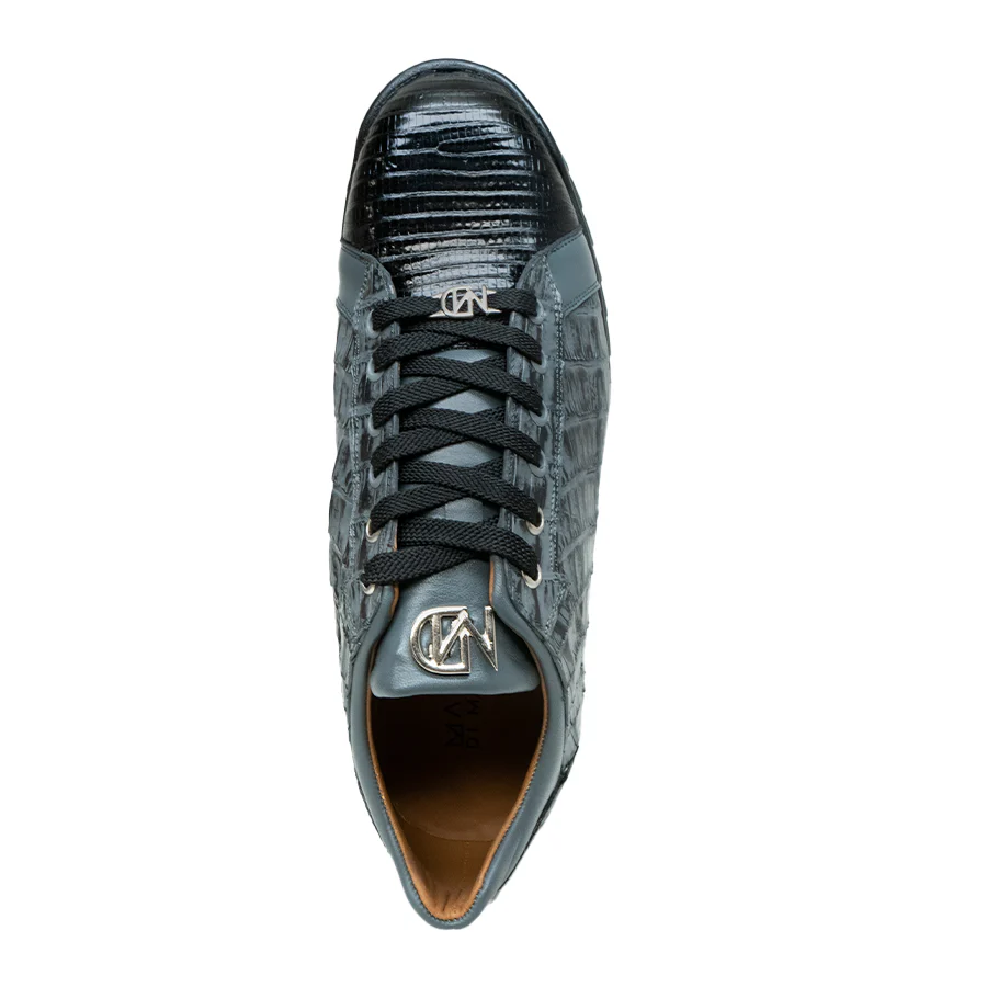 Marco Di Milano Corse Gray/Black Teju Lizard & Caiman Crocodile Sneakers - Image 3