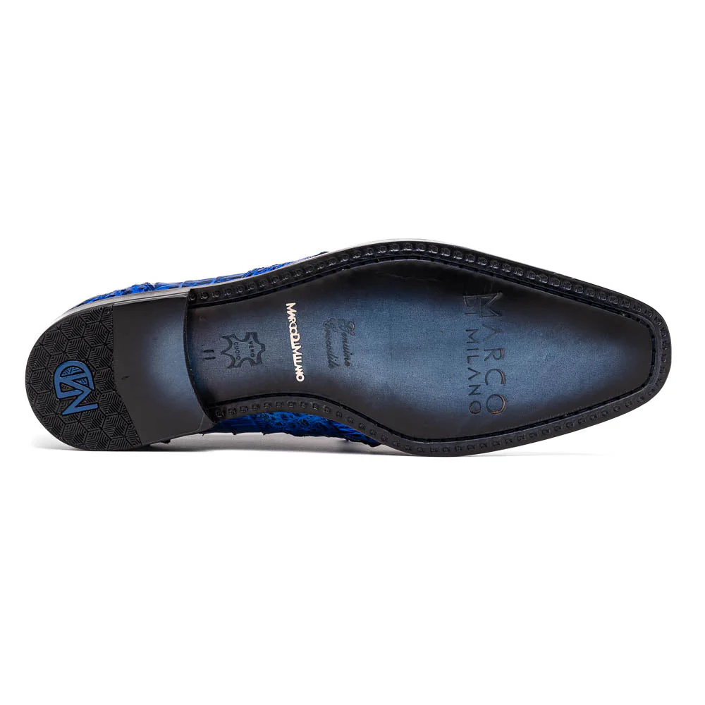 Marco Di Milano Lacio Electric Blue Caiman Crocodile Dress Shoes - Image 3