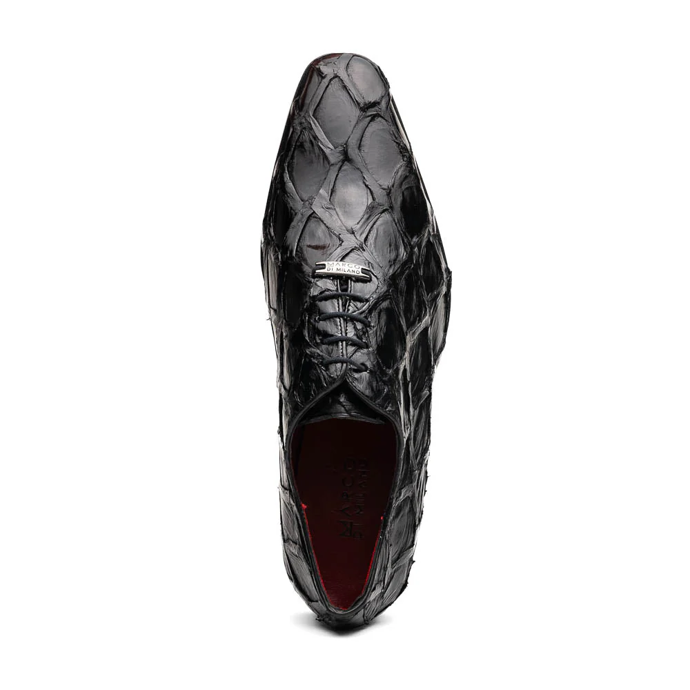 Marco Di Milano Olivieri Black Pirarucu Oxford Dress Shoes - Image 5