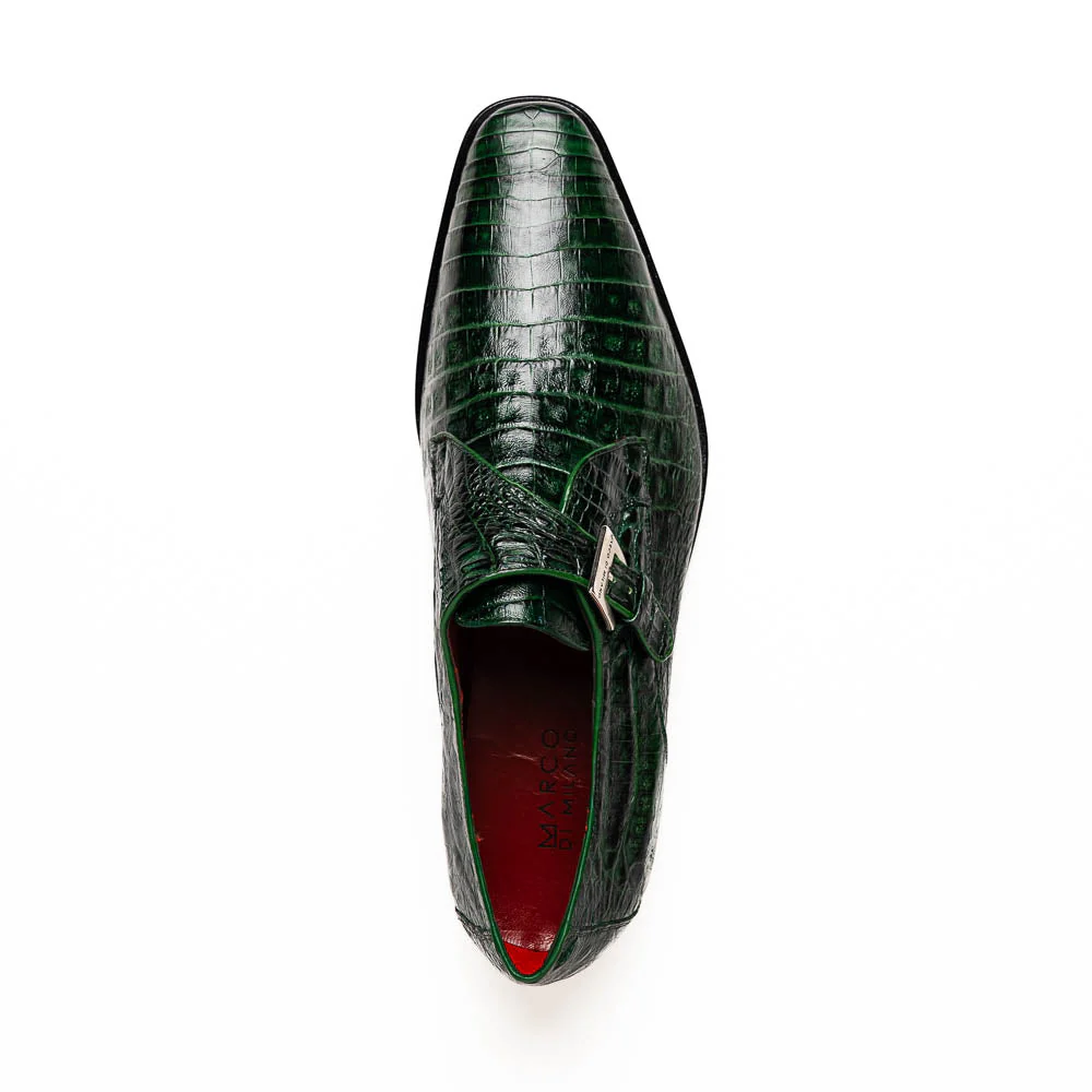 Marco Di Milano Rovigo Green Caiman Crocodile Monk Strap Dress Shoes - Image 4