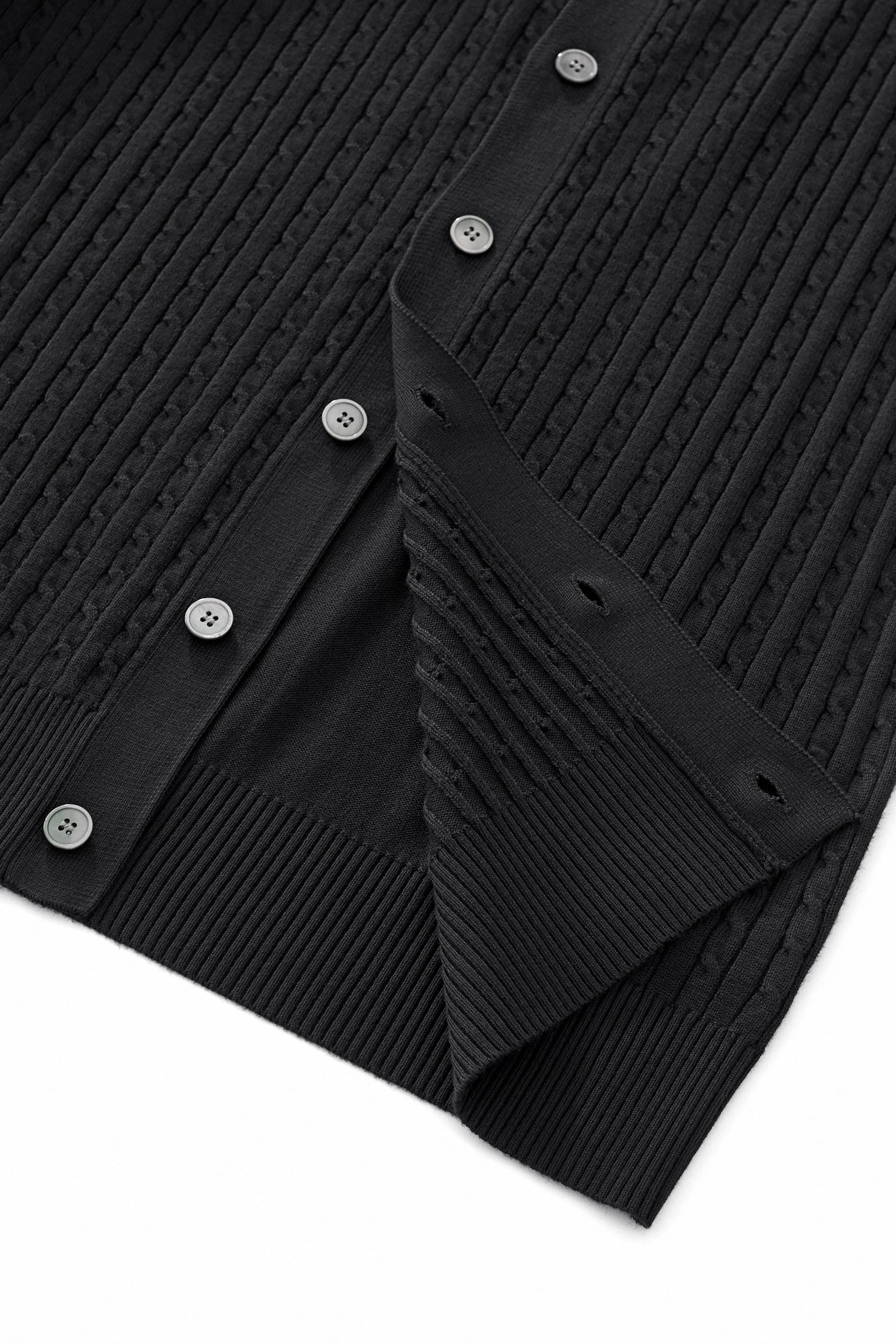 Marquee Cable Knit Cardigan LS BLACK - Image 8