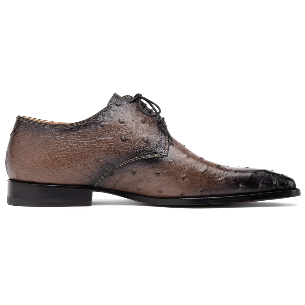 Mauri 1056/2 Dillinger Ostrich Derby Shoes Mink/ Dirty Black - Image 2