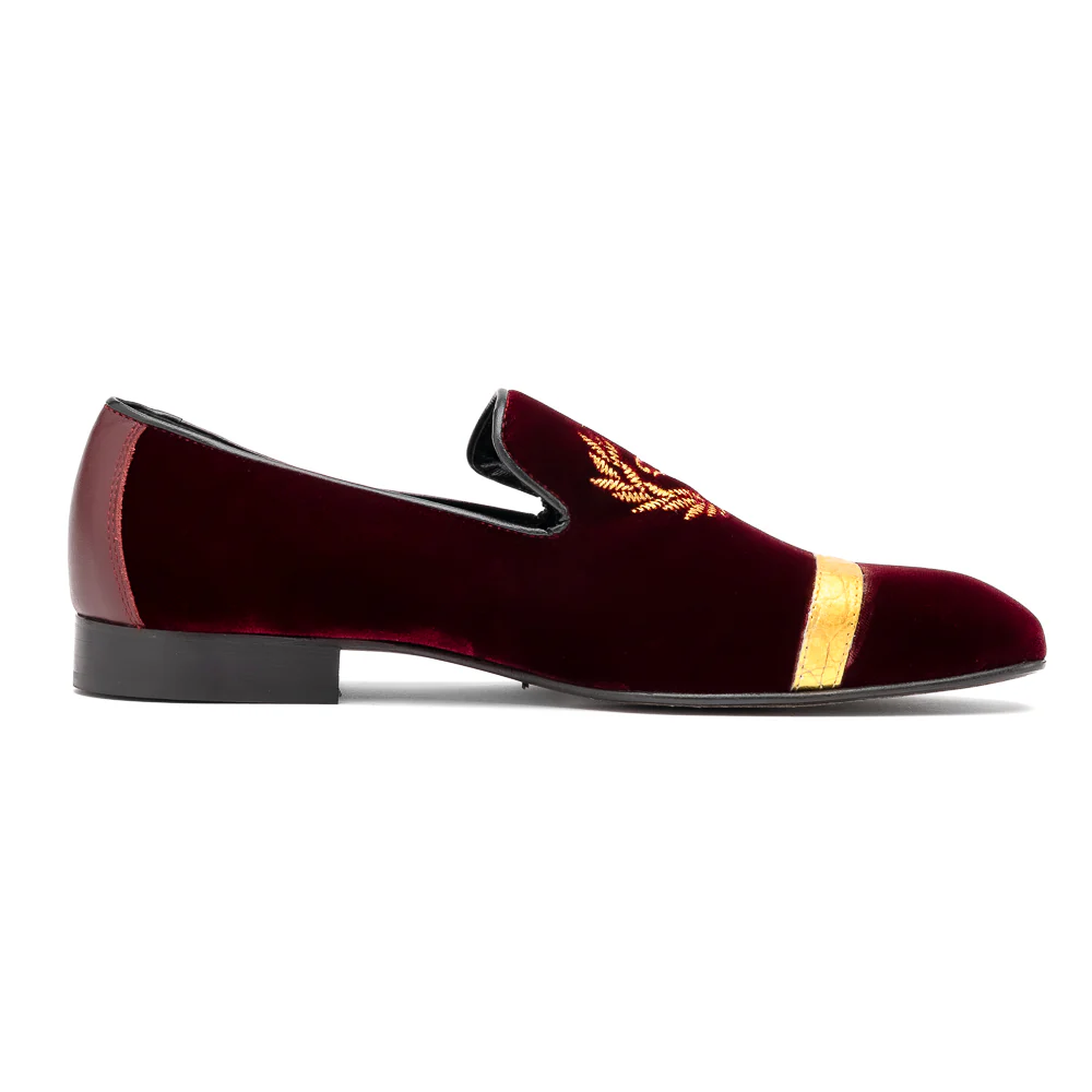 Mauri 3296 Crown Velvet/ Alligator/ Nappa Loafers Ruby Red - Image 2