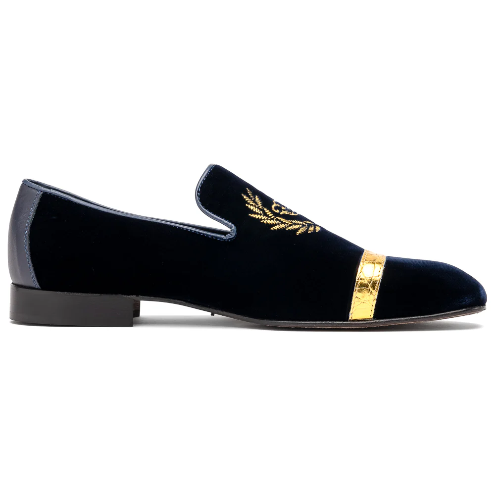 Mauri 3296 Crown Velvet/ Alligator/ Nappa Loafers Wonder Blue - Image 2