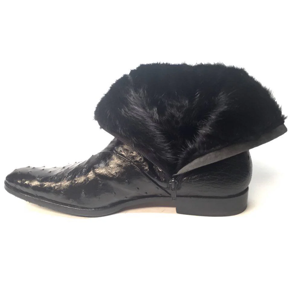 Mauri 4390 Nicotine Ostrich Quill & Mink Fur Ankle Boots - Image 13