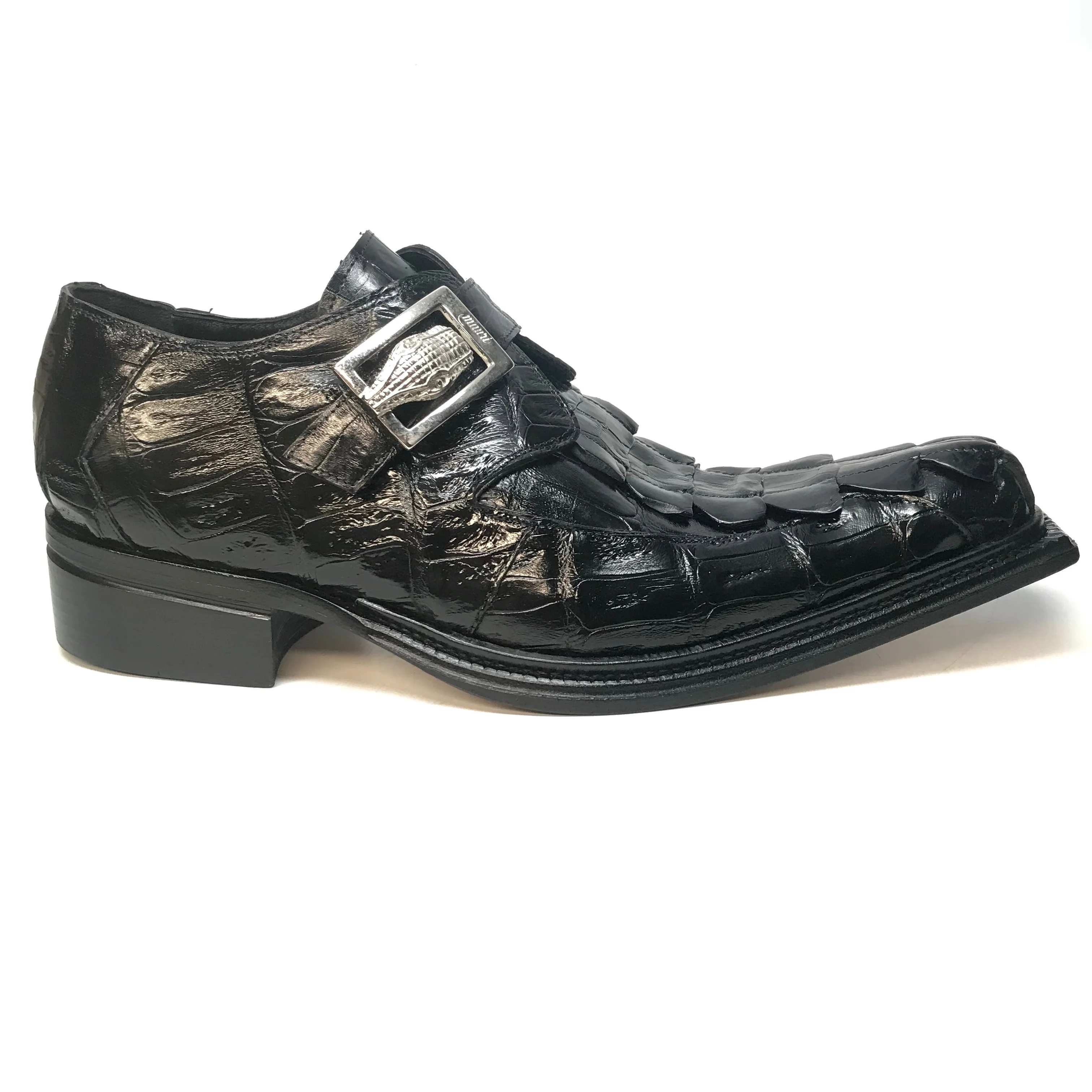 Mauri 44192 Black Piermarini Crocodile & Hornback Monk Strap - Image 3