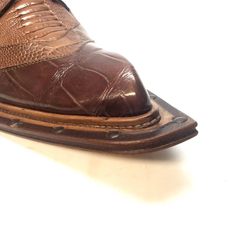 Mauri 44255 "Garda" All Over Ostrich Leg/Alligator Dress Shoe - Image 4