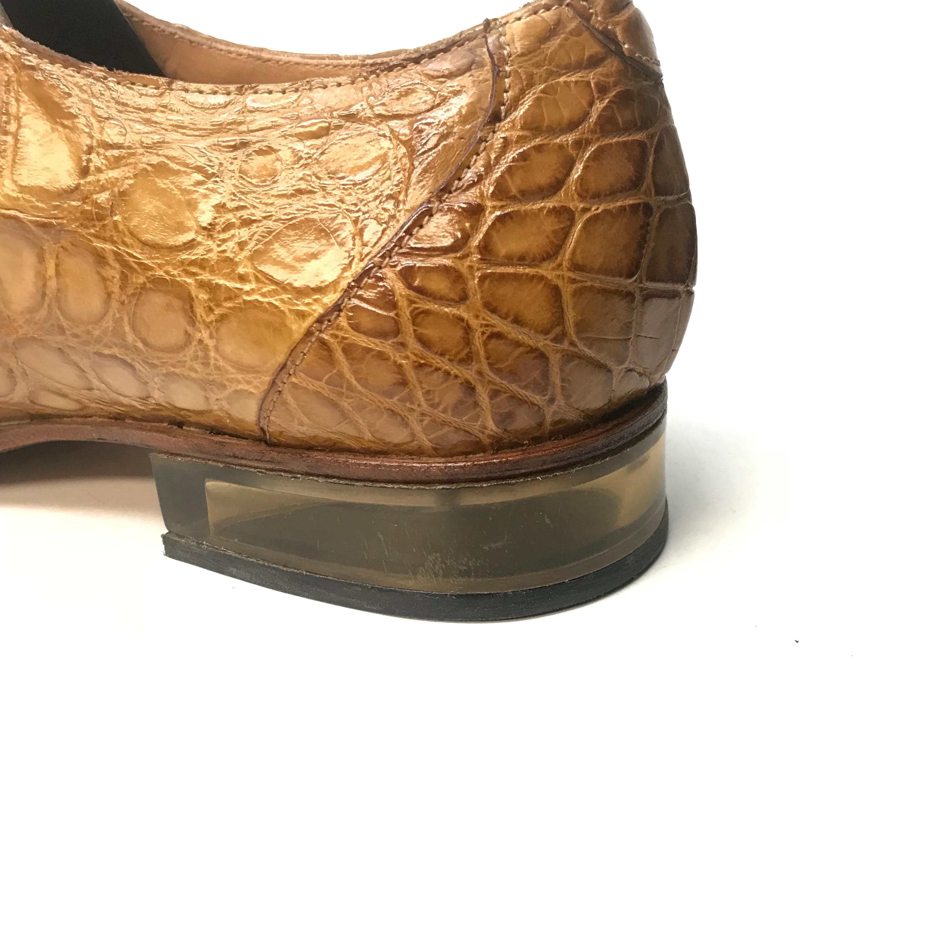 Mauri 4851 Camel Gold Alligator Lace Up Dress Shoes - Image 7