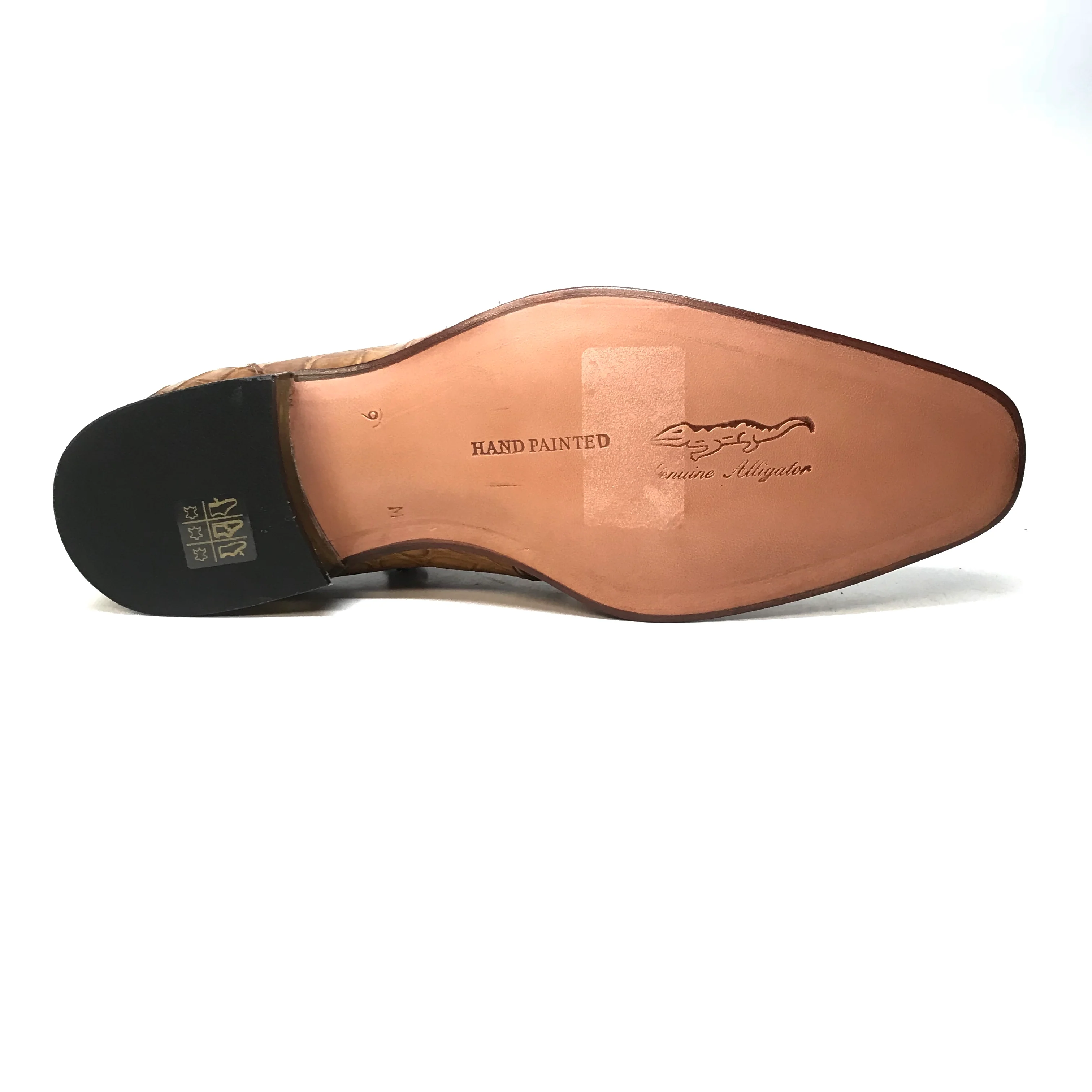 Mauri 4851 Camel Gold Alligator Lace Up Dress Shoes - Image 8