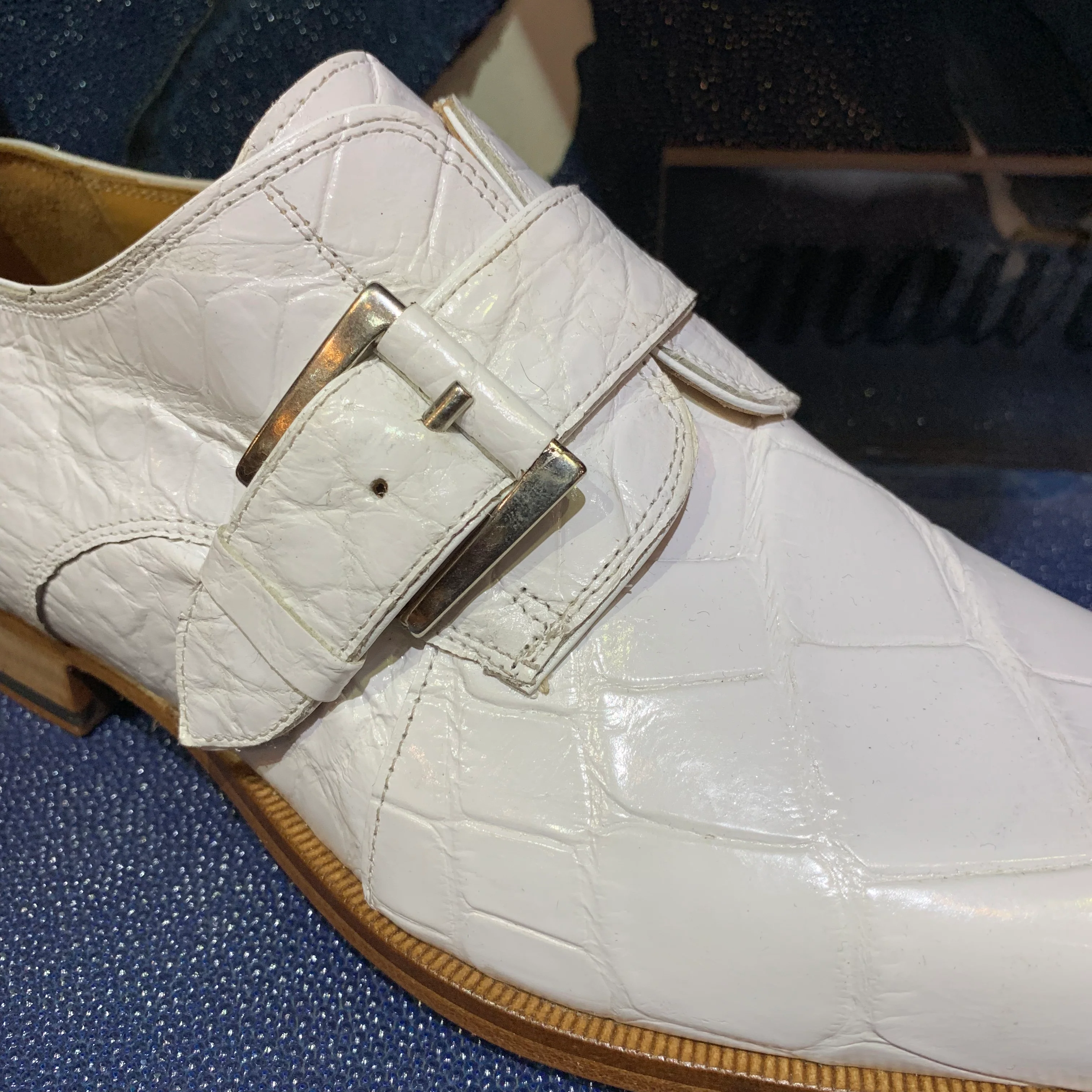 Mauri 4853 White Alligator Body Monk Strap Dress Shoes - Image 5