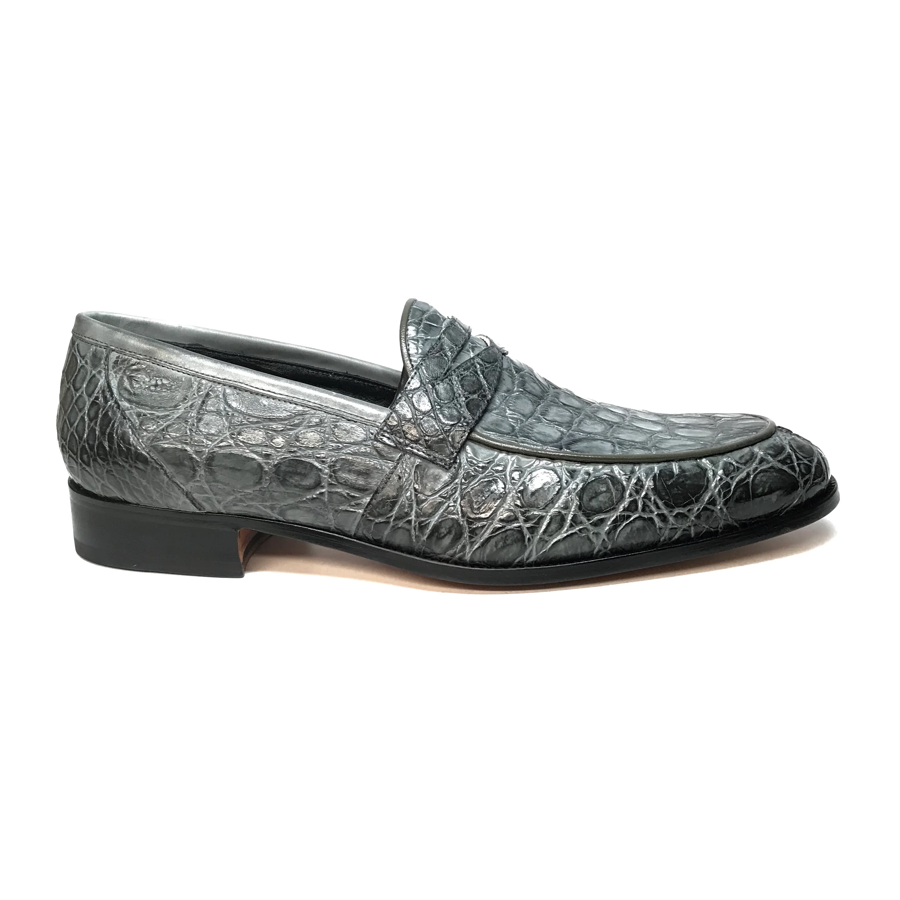 Mauri 4862 Forest Green Alligator Belly Penny Loafers - Image 2