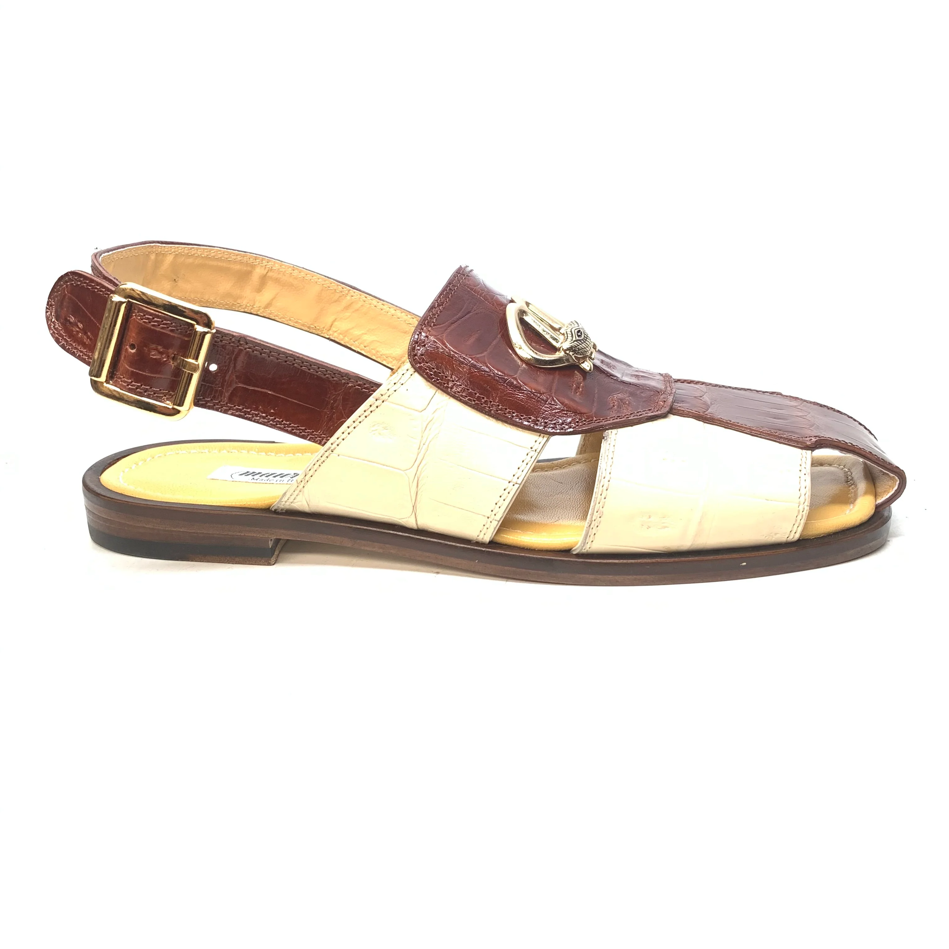 Mauri 5071 Cream/Gold Baby Crocodile Sandals - Image 3