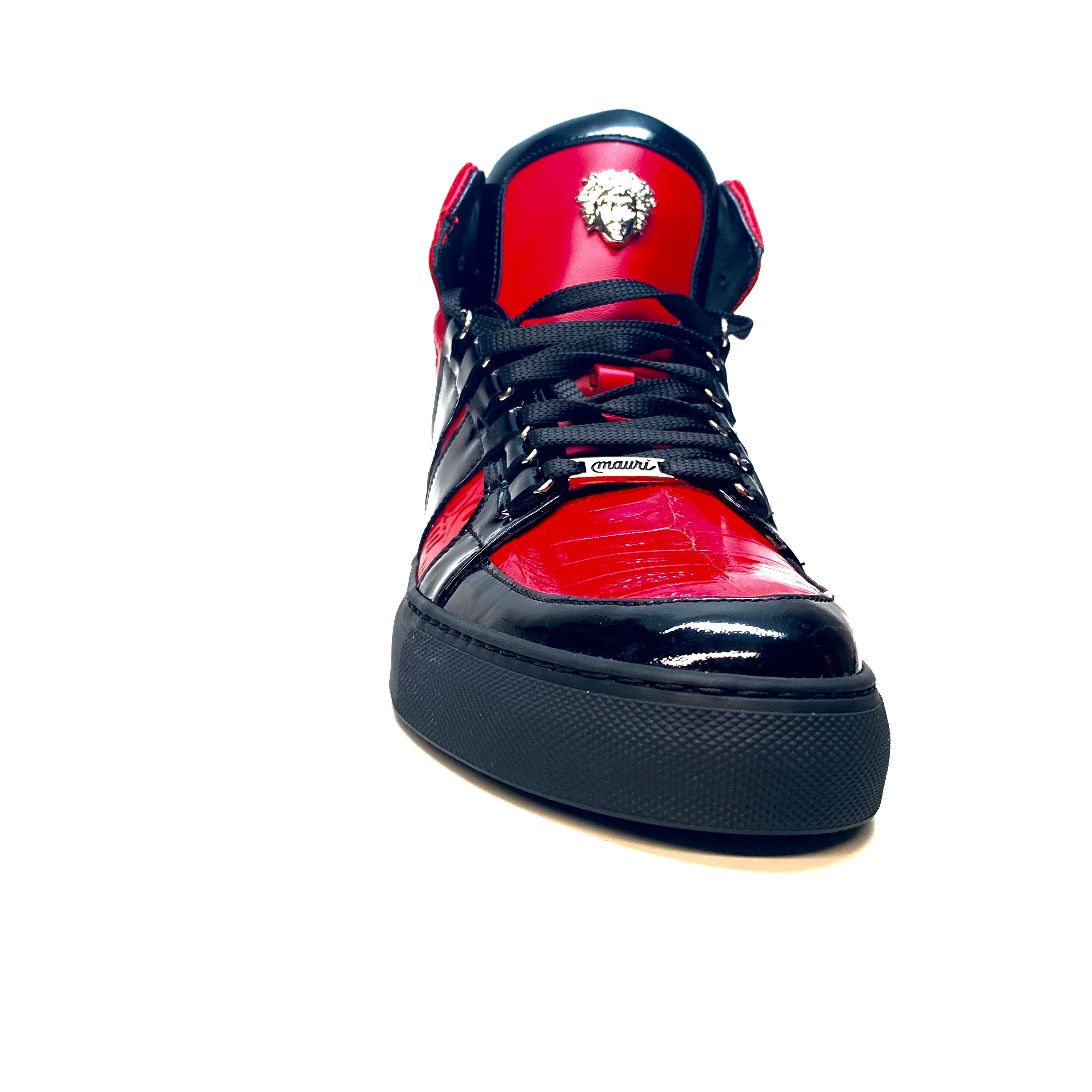 Mauri "8410" Red Black Alligator/Patent Leather High-Top Sneakers - Image 4