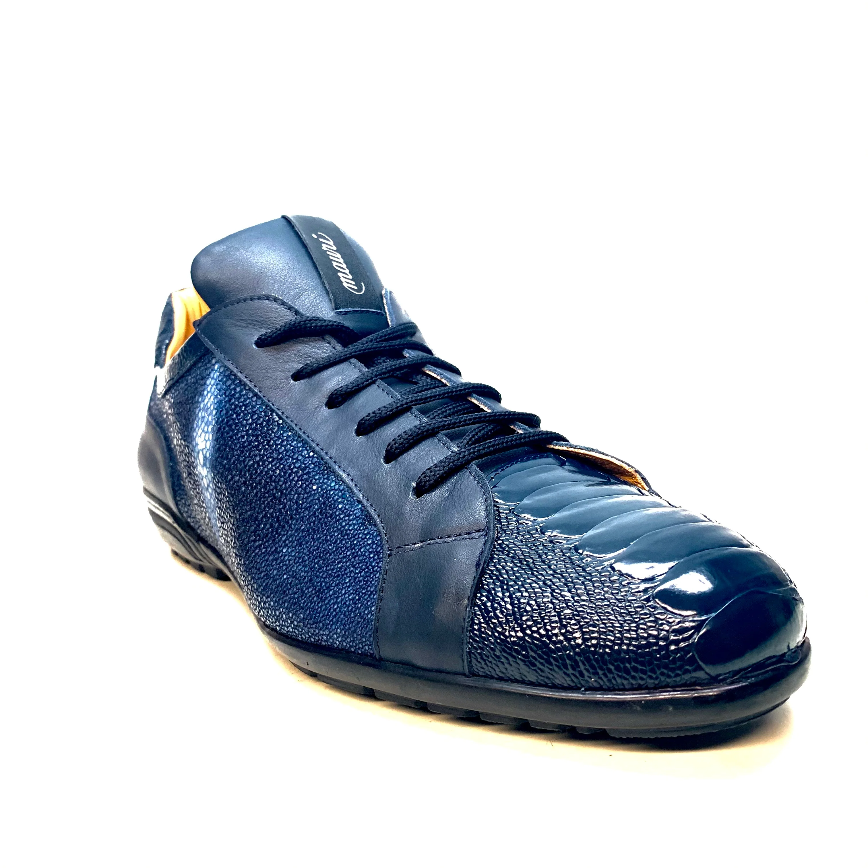 Mauri "8527" Deep Blue Stingray/ Ostrich Leg Sneaker - Image 3