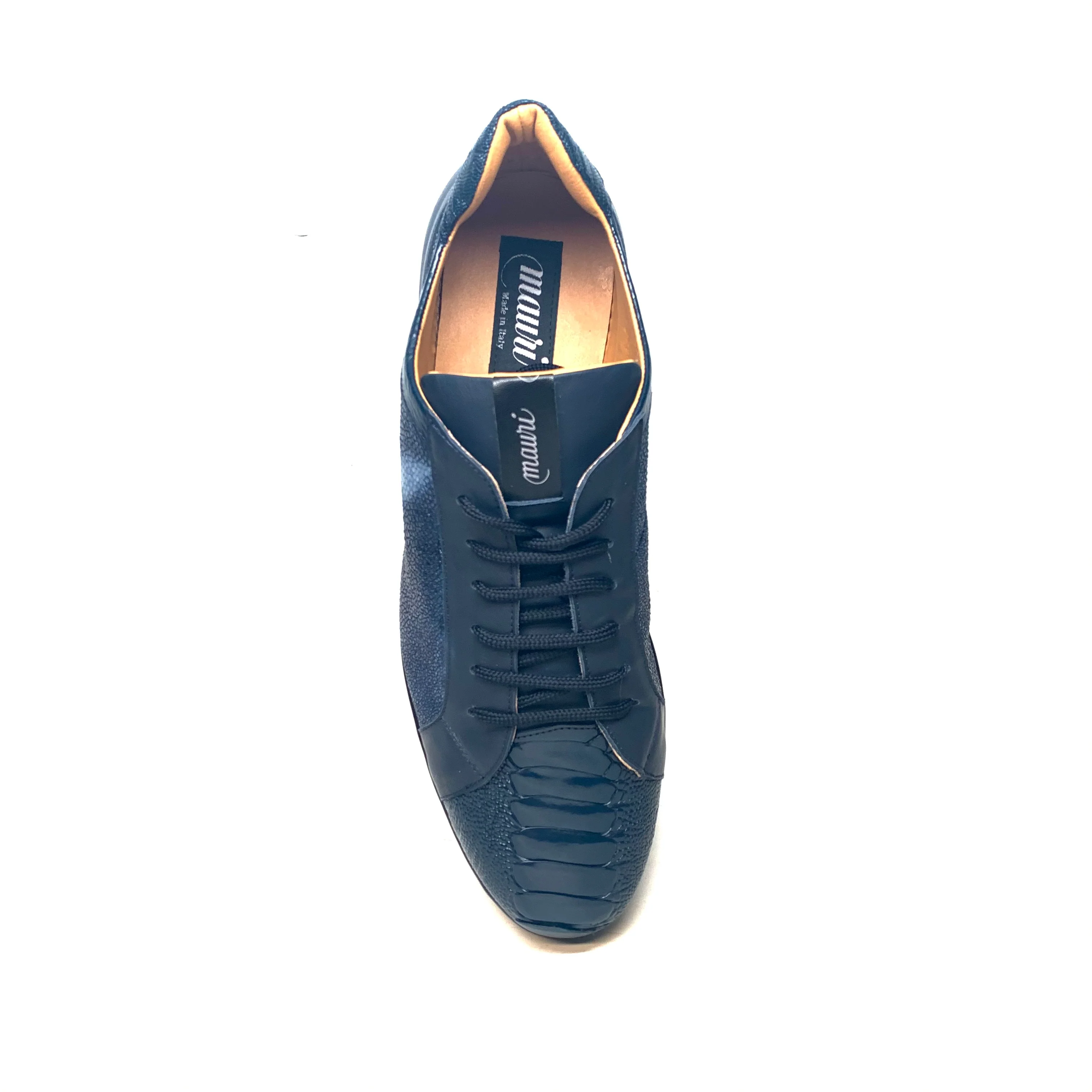 Mauri "8527" Deep Blue Stingray/ Ostrich Leg Sneaker - Image 7