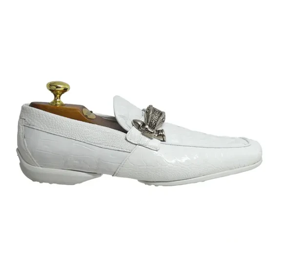 Mauri -"9118" White Crocodile Hornback Loafer - Image 3