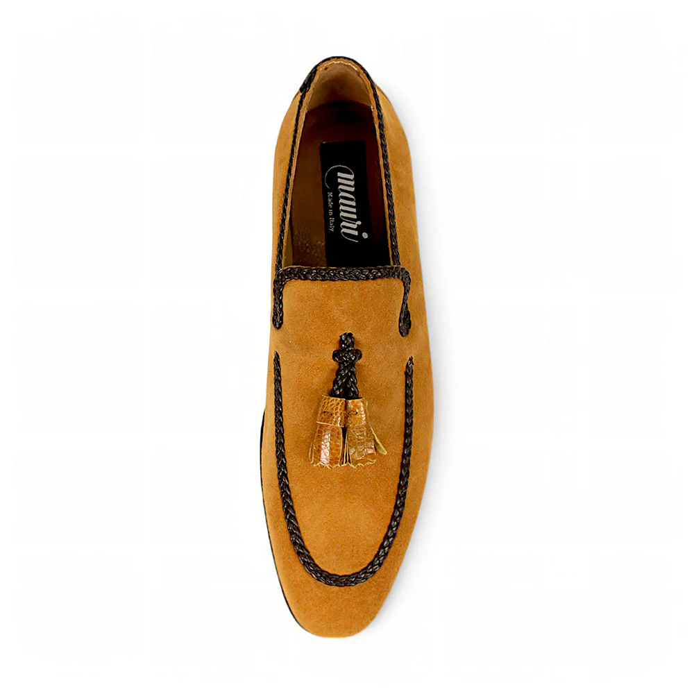 Mauri Chic 3262 Toffee Suede/Ostrich Leg Loafers - Image 4
