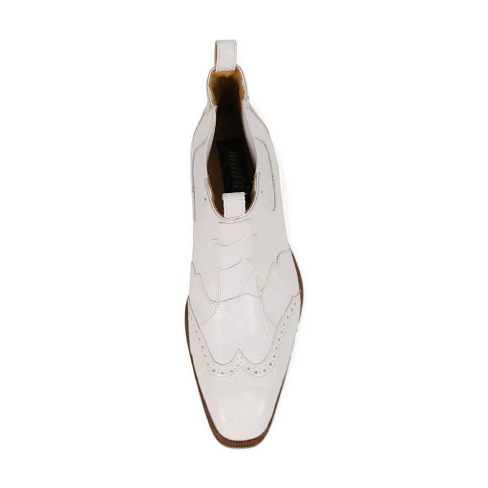 Mauri Ebony 1092/3 White Alligator/Calfskin Boots - Image 6