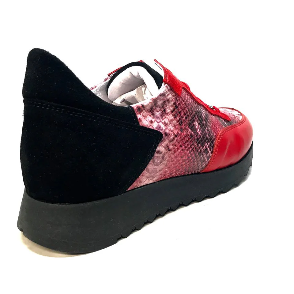 Mauri M728 Red Python Suede Sneakers - Image 3