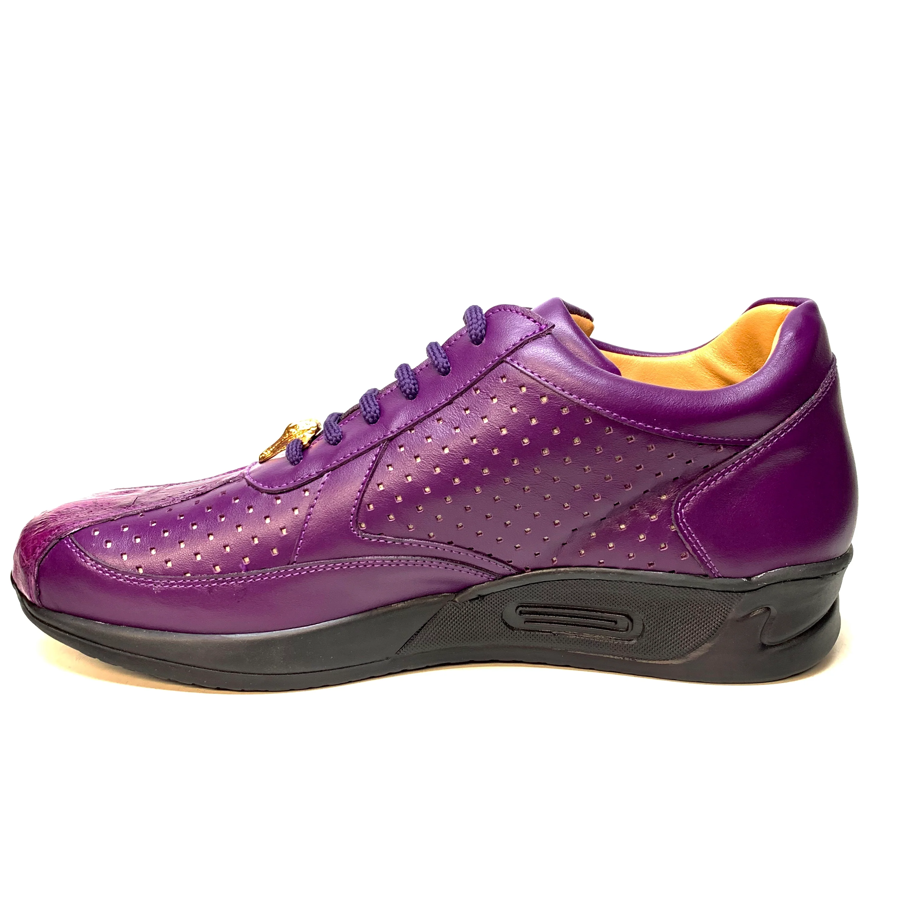 Mauri M770 Purple Crocodile Perforated Nappa Leather Sneaker - Image 3