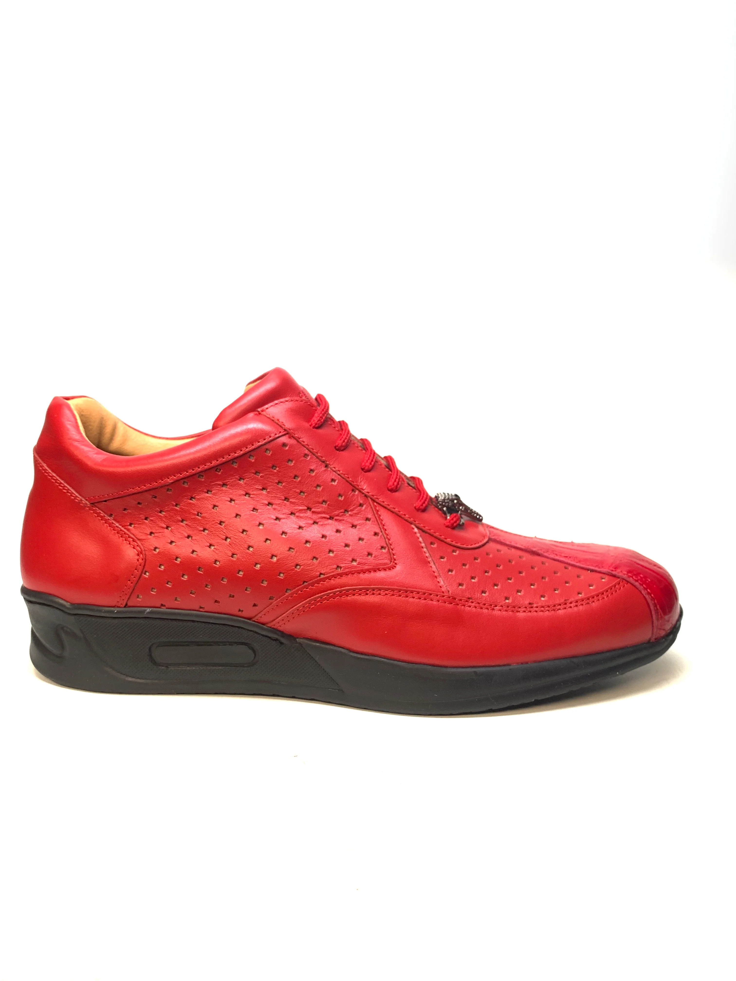 Mauri M770 Red Crocodile Perforated Nappa Leather Sneaker - Image 3