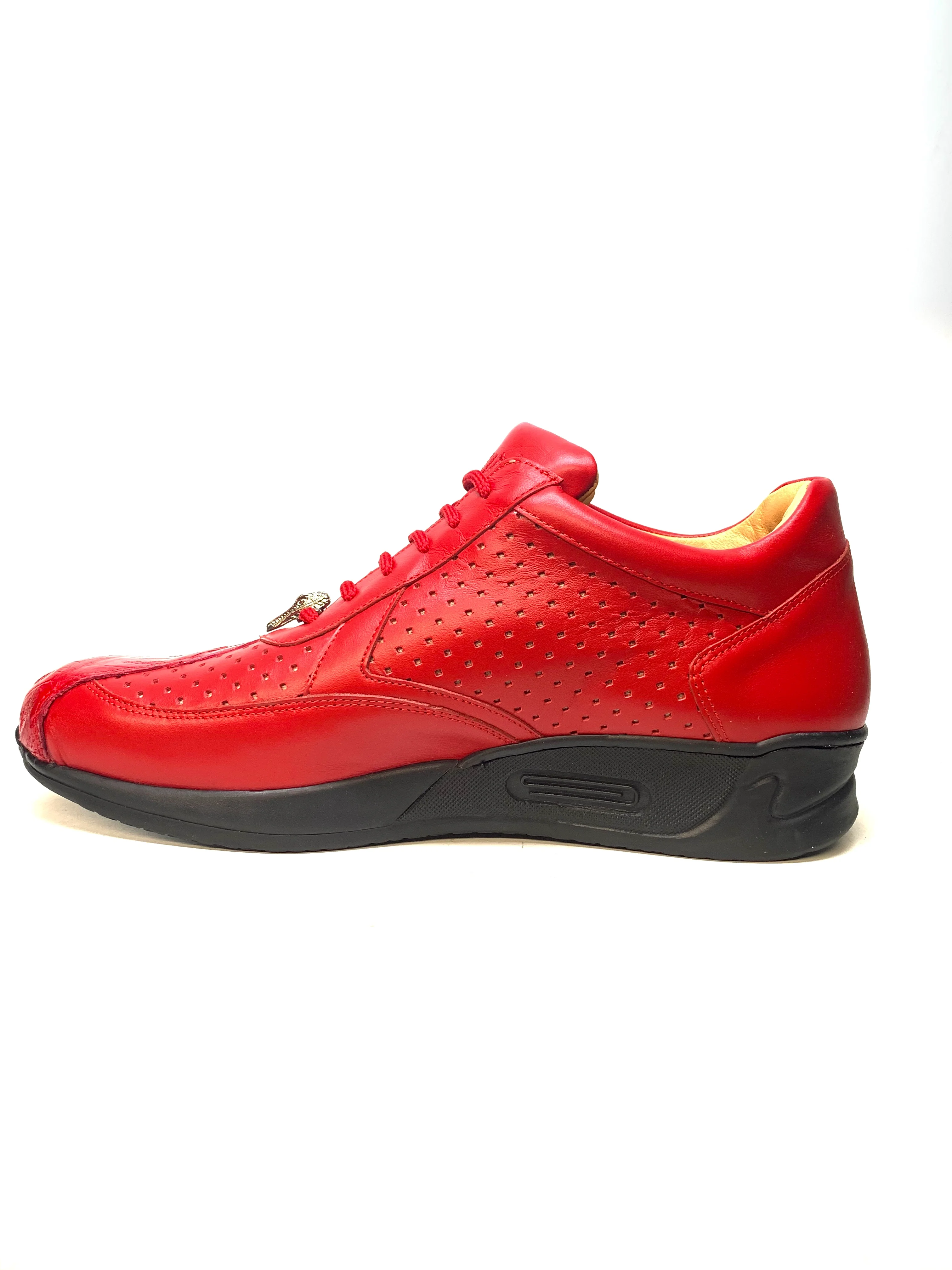 Mauri M770 Red Crocodile Perforated Nappa Leather Sneaker - Image 4