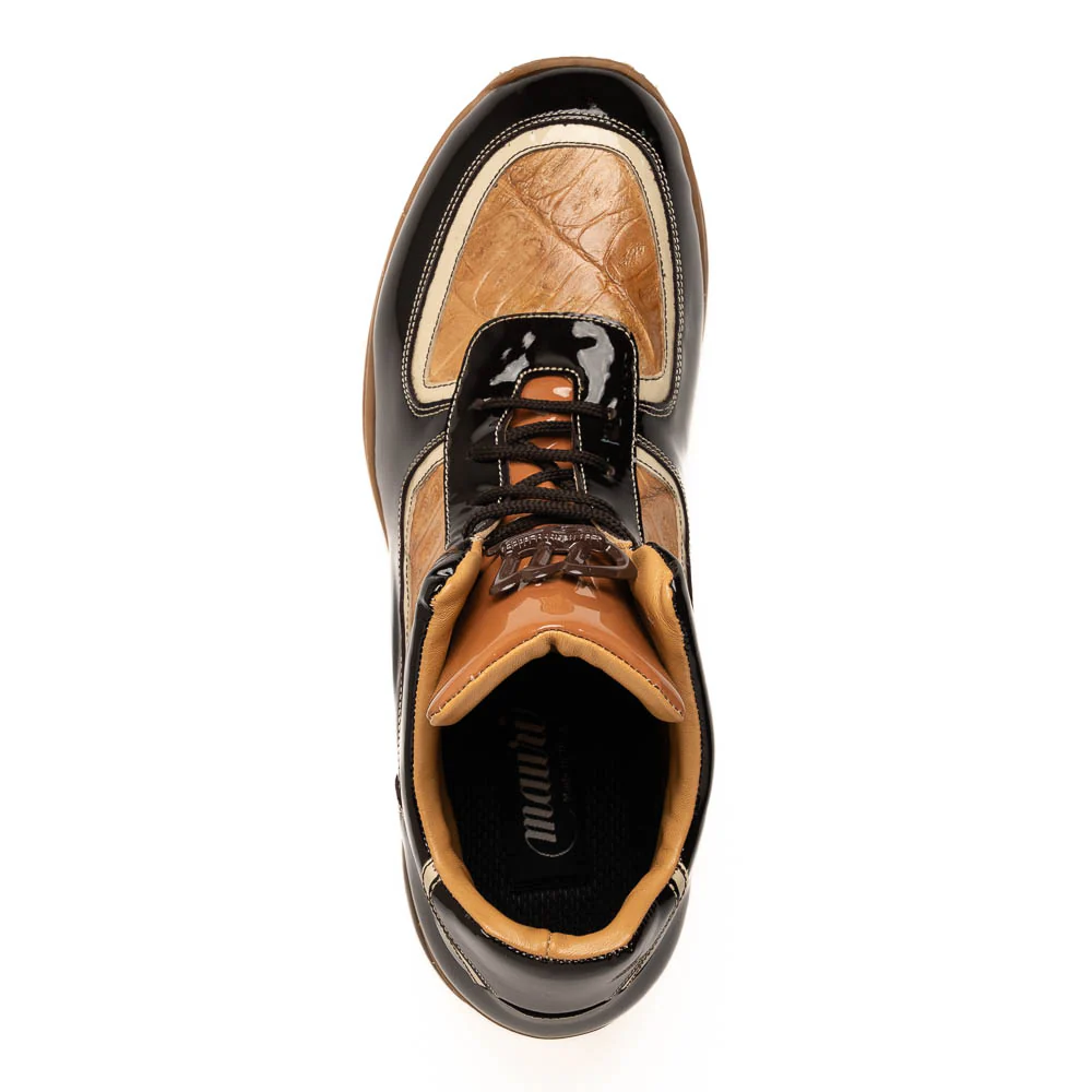 Mauri M797 Rust & Champagne Baby Croc / Patent Leather Sneakers - Image 3