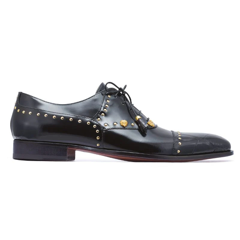 Mauri Men's 4901 "Vegas" Black Alligator Calf Skin Dress Shoes - Image 7