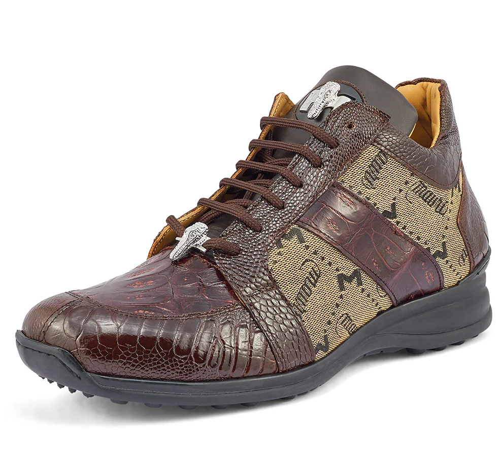 Mauri  Men's '8425' Rust Brown Baby Crocodile/ Ostrich Leg Sneakers - Image 7