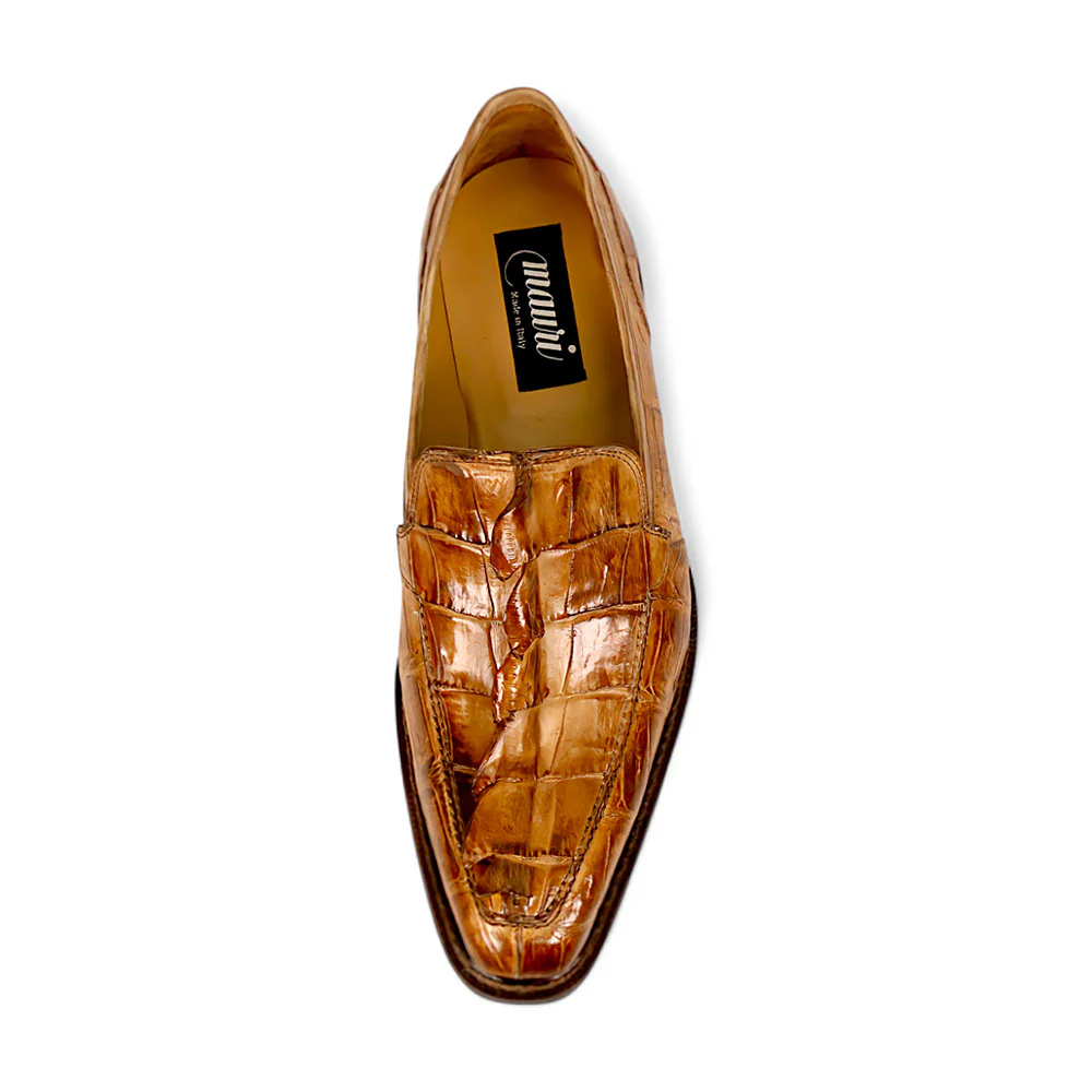 Mauri Orefici 4770/1 Cognac Baby Crocodile/Hornback/Calfskin Loafers - Image 4